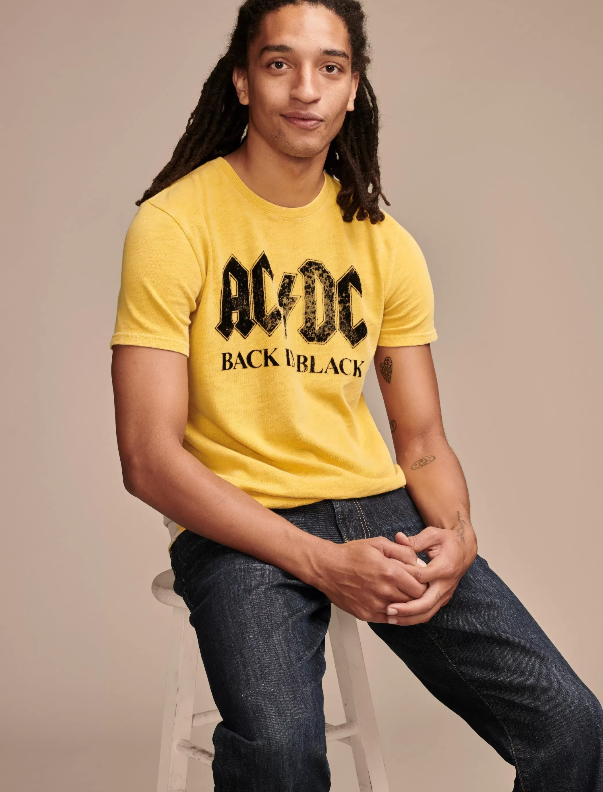 Lucky Brand Graphic Tees*acdc back in black yolk yellow