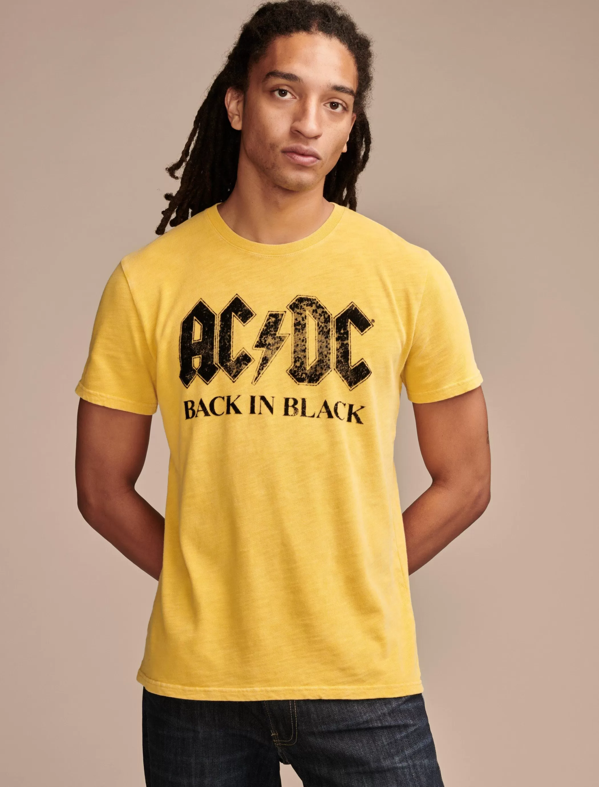 Lucky Brand Graphic Tees*acdc back in black yolk yellow