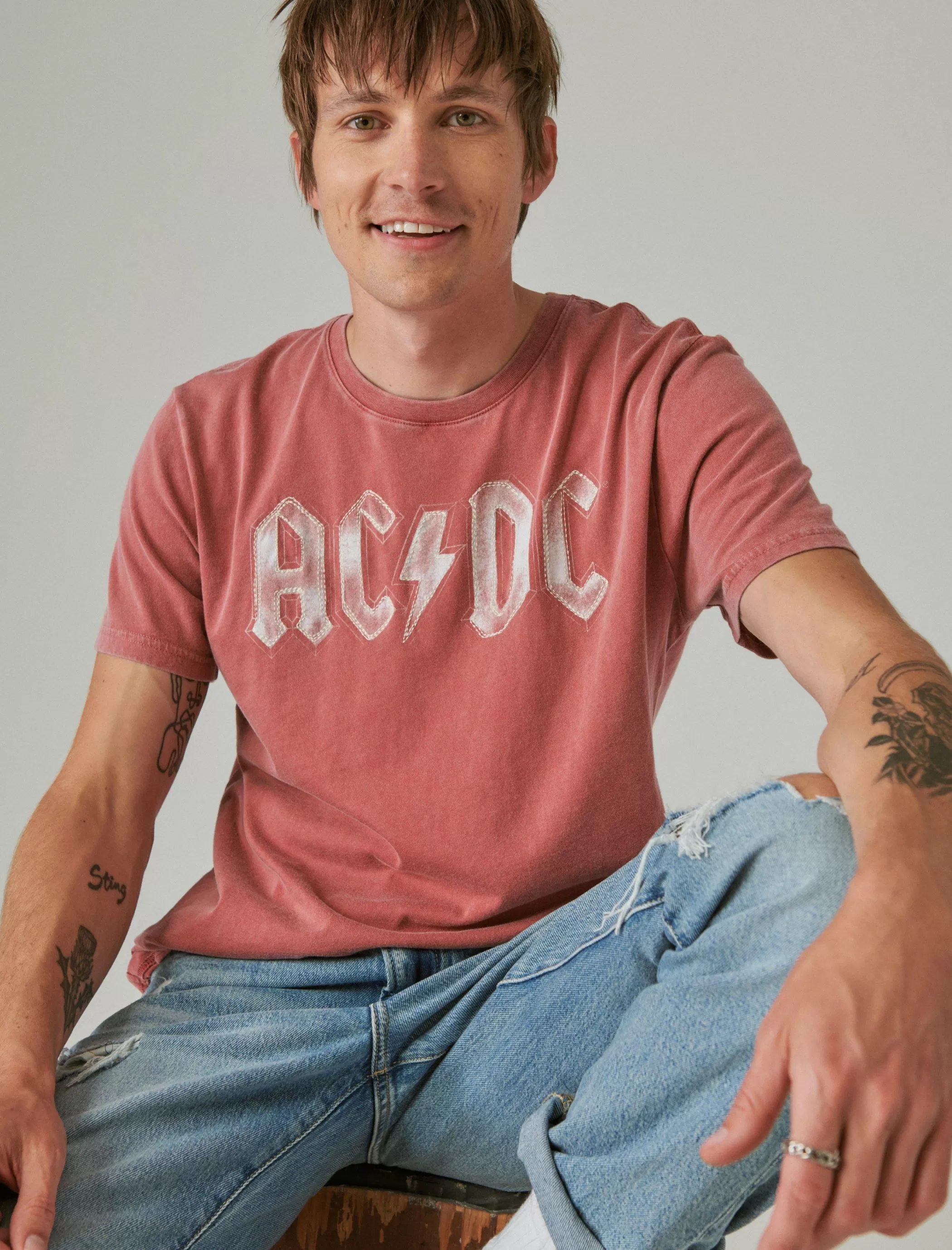 Lucky Brand Graphic Tees*acdc bolt brick red