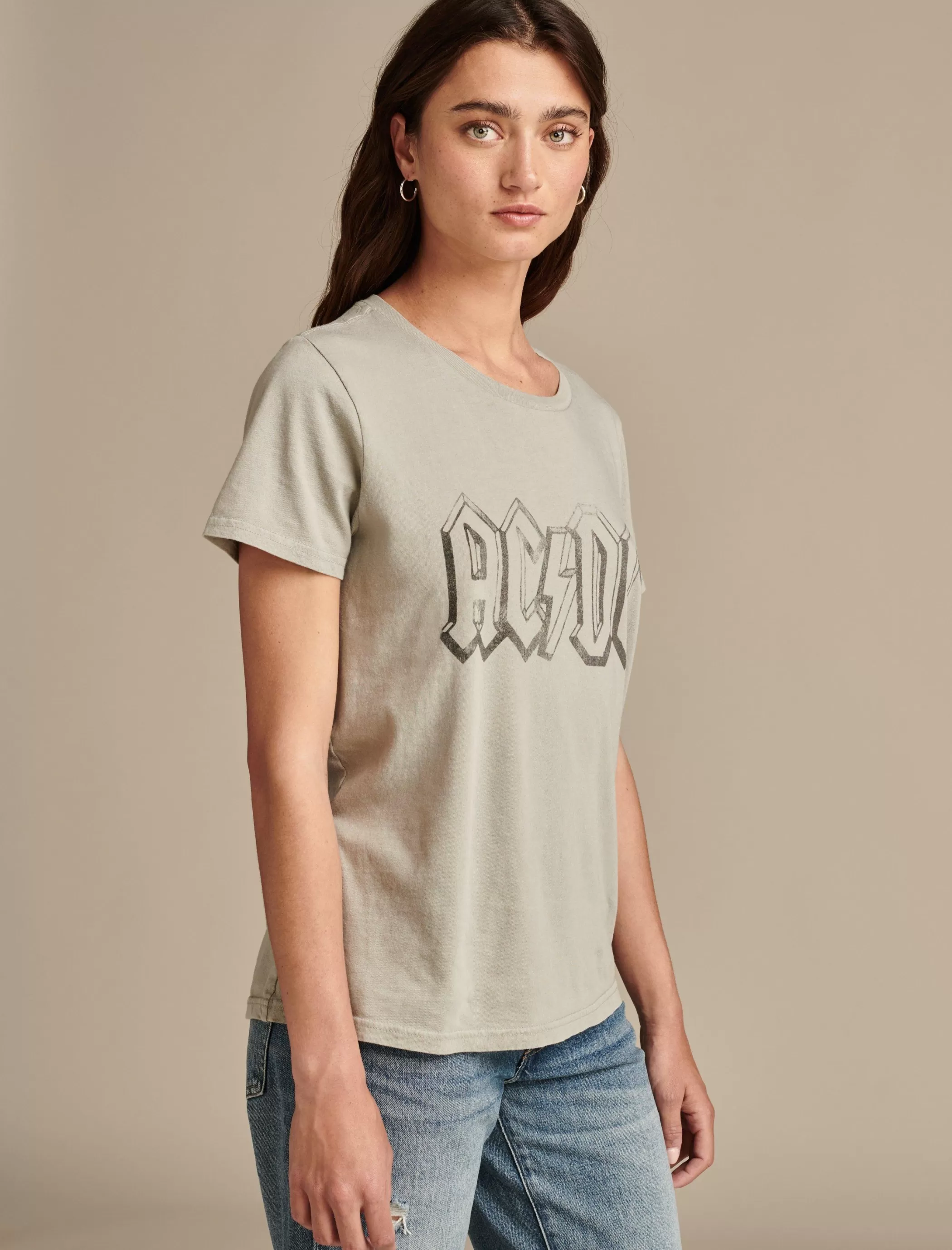 Lucky Brand Graphic Tees*acdc crew tee neutral grey