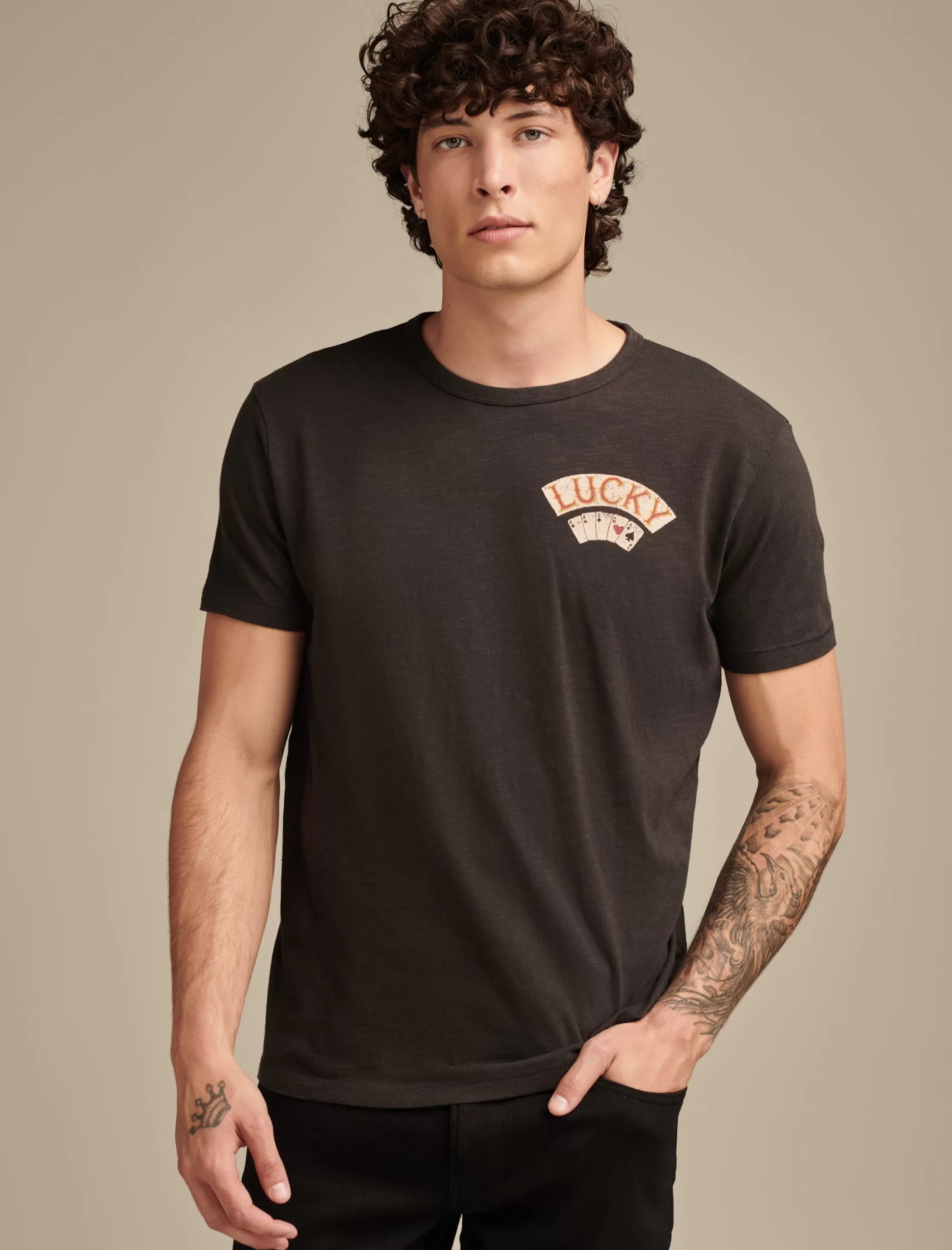 Lucky Brand Graphic Tees*aces over eights tee jet black