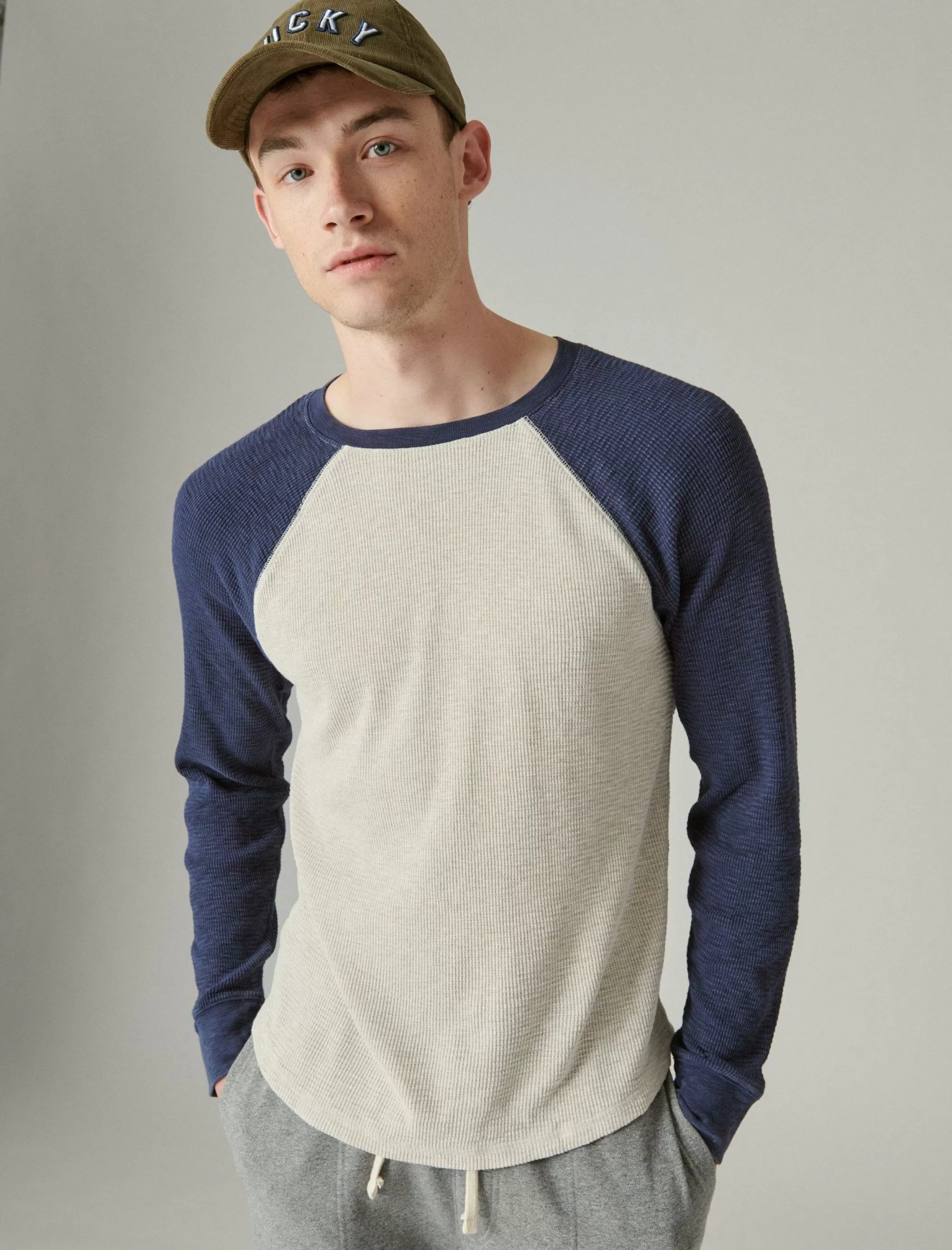 Lucky Brand Shirts & Tops*acid wash colorblock thermal crew oat multi