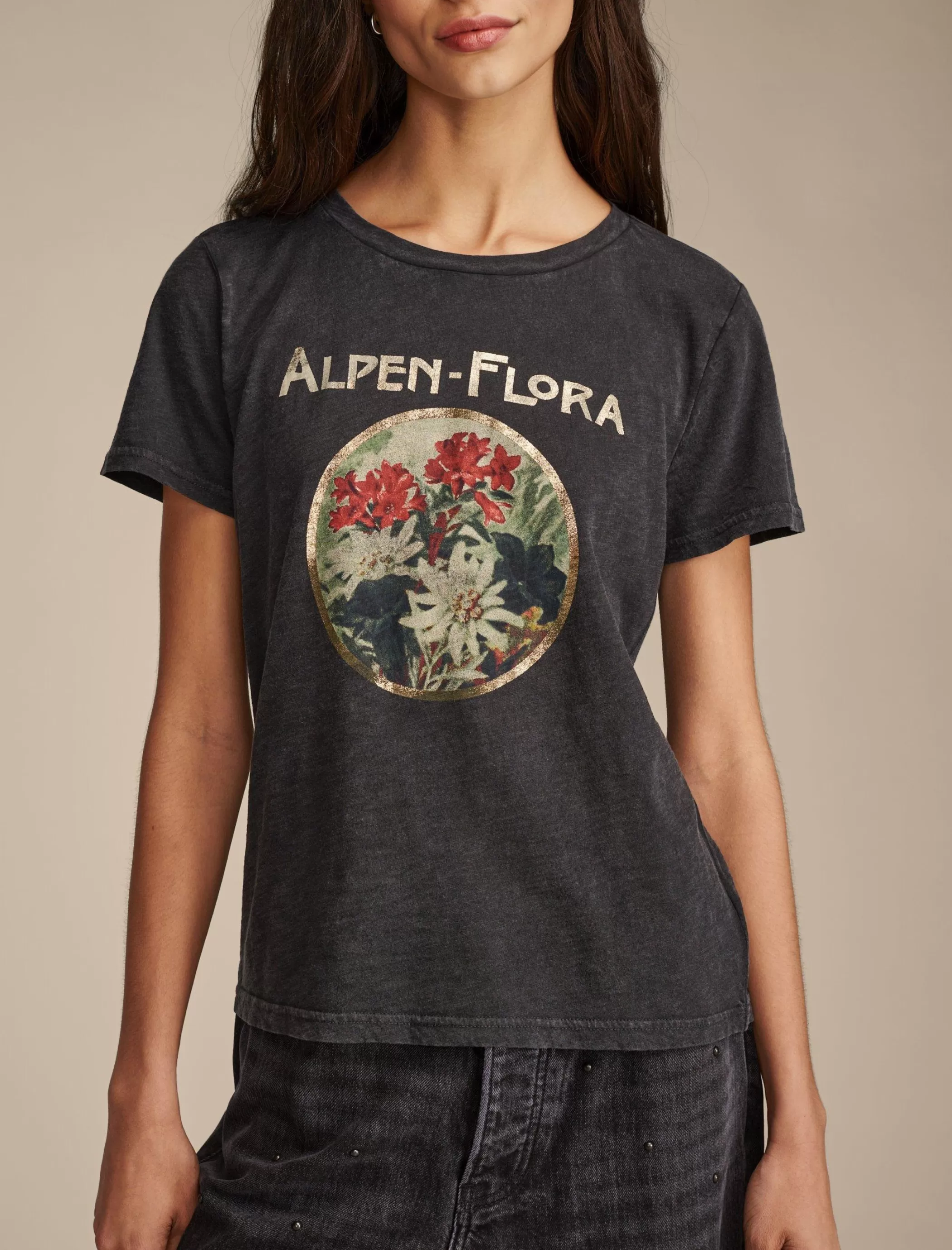 Lucky Brand Graphic Tees*alpen flora classic crew tee moonless night