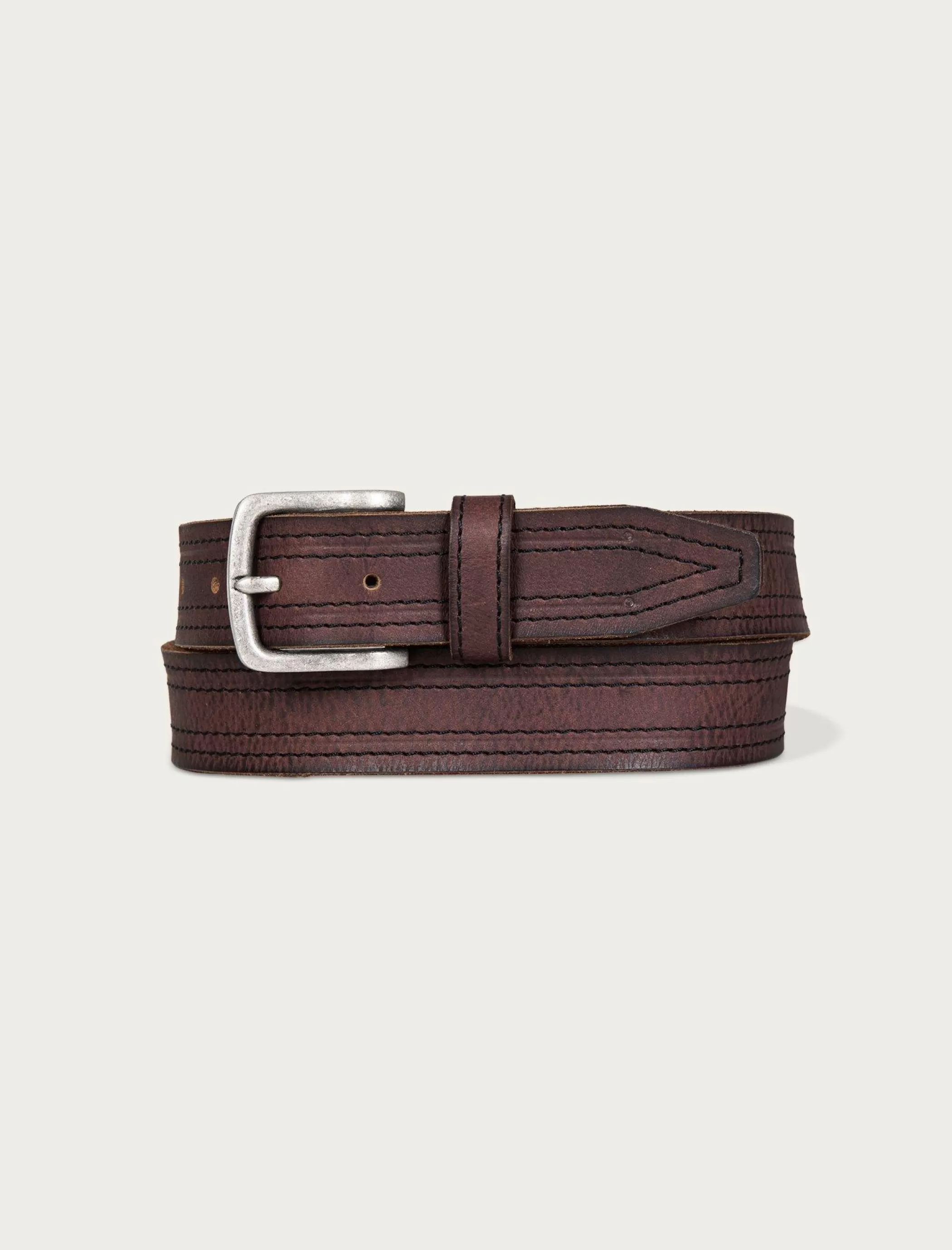 Lucky Brand Belts*antiqued leather belt with darker stitching detail dark brown