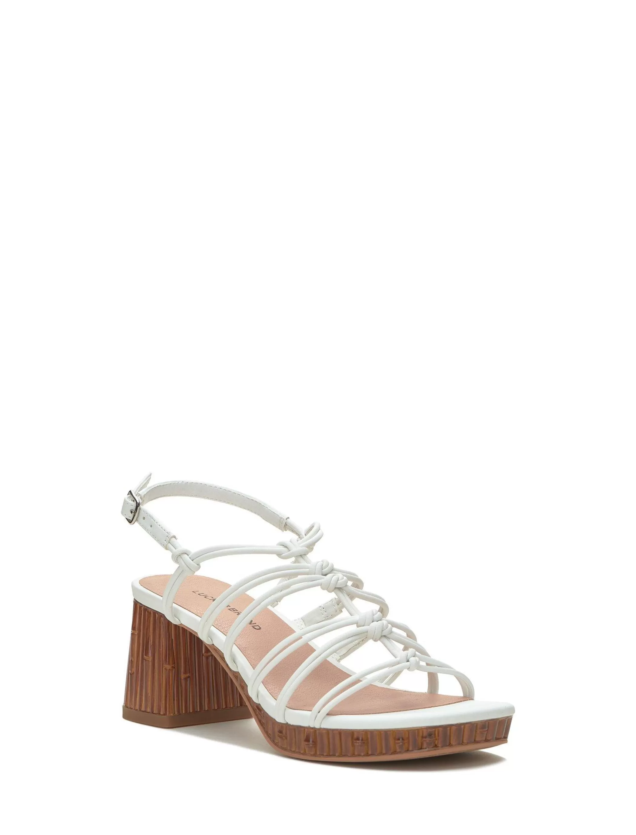 Lucky Brand Shoes*bassie strappy block heel open white/natural