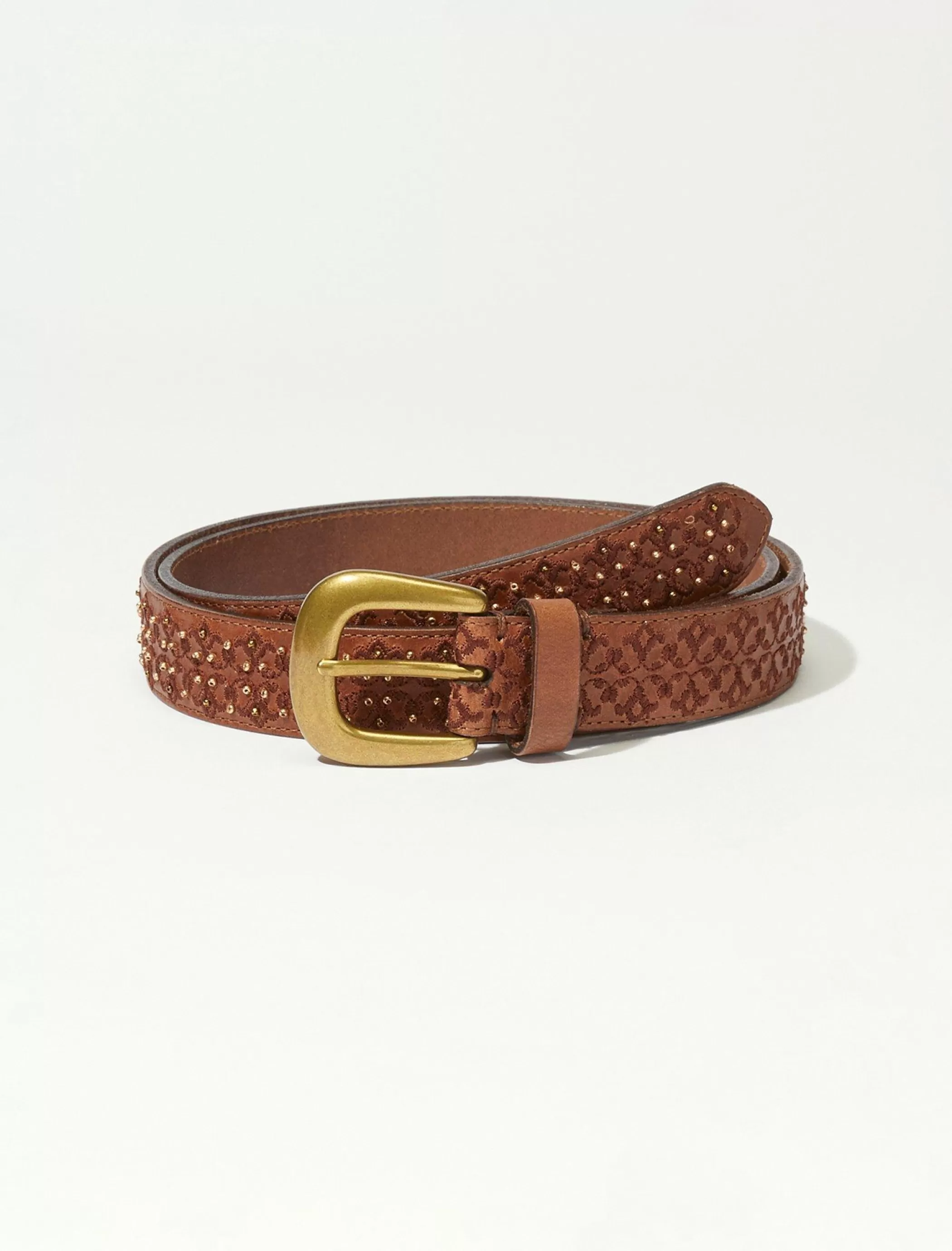 Lucky Brand Belts*beaded and embroidery belt dark brown