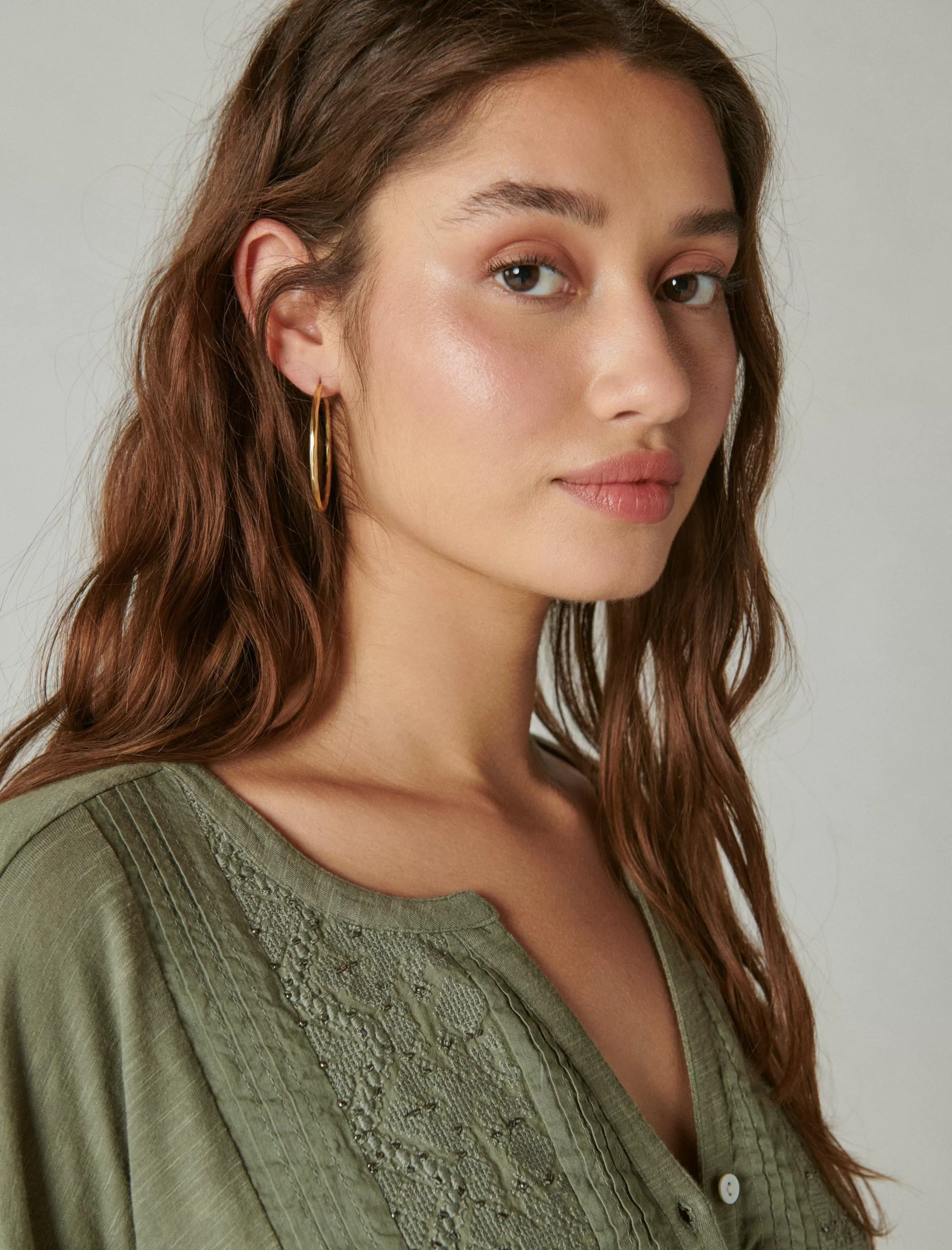 Lucky Brand Knit Tops | Blouses*beaded embroidered pintuck peplum top balsam green