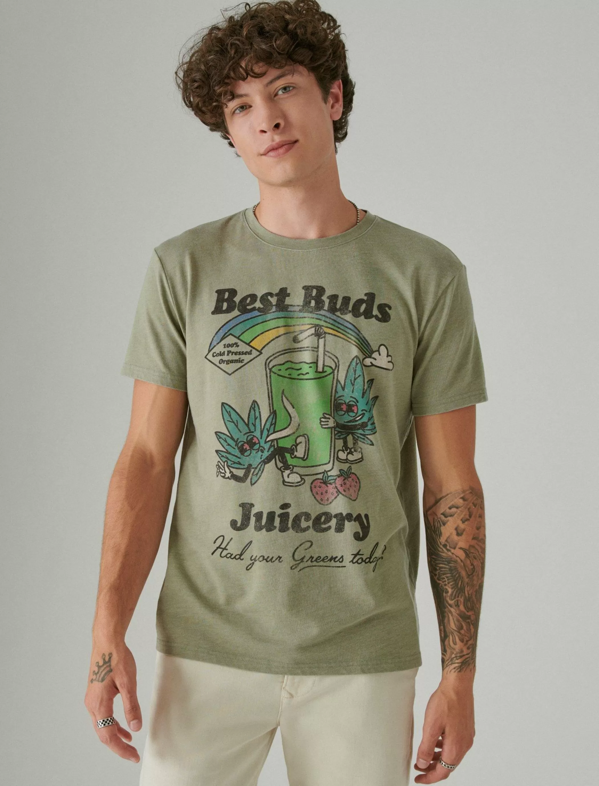 Lucky Brand Graphic Tees*best buds juice oil green