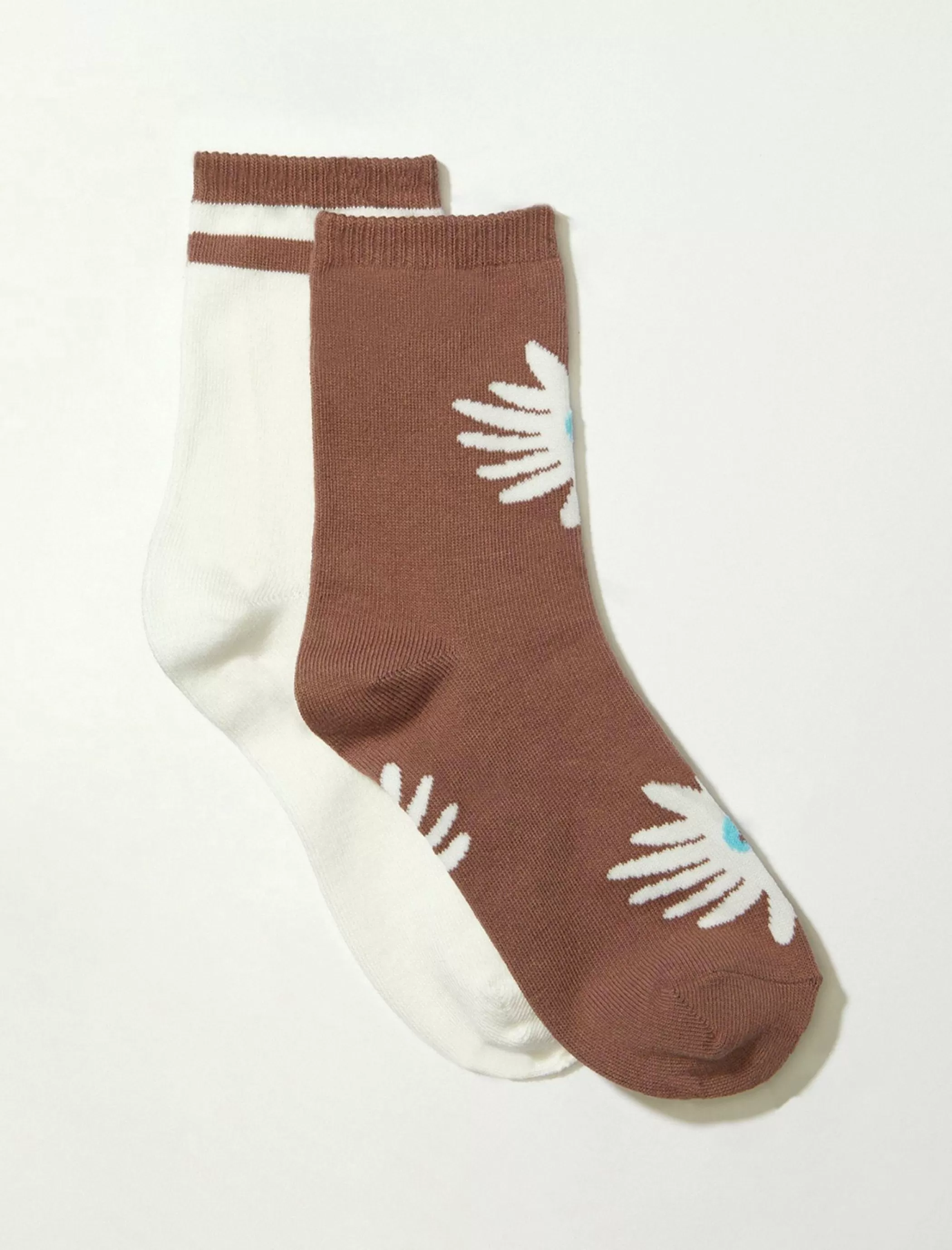 Lucky Brand Socks*bloom crew sock 2 pk dark brown