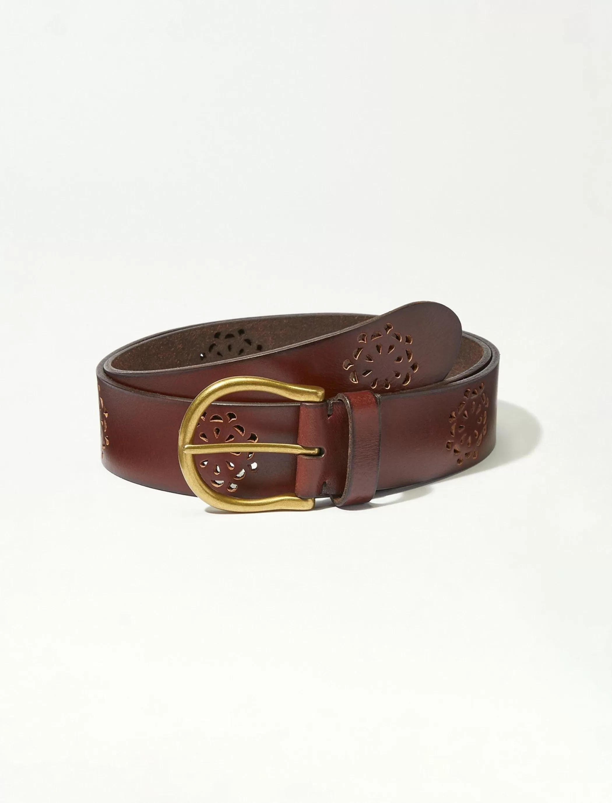 Lucky Brand Belts*blossom cut out leather belt dark brown