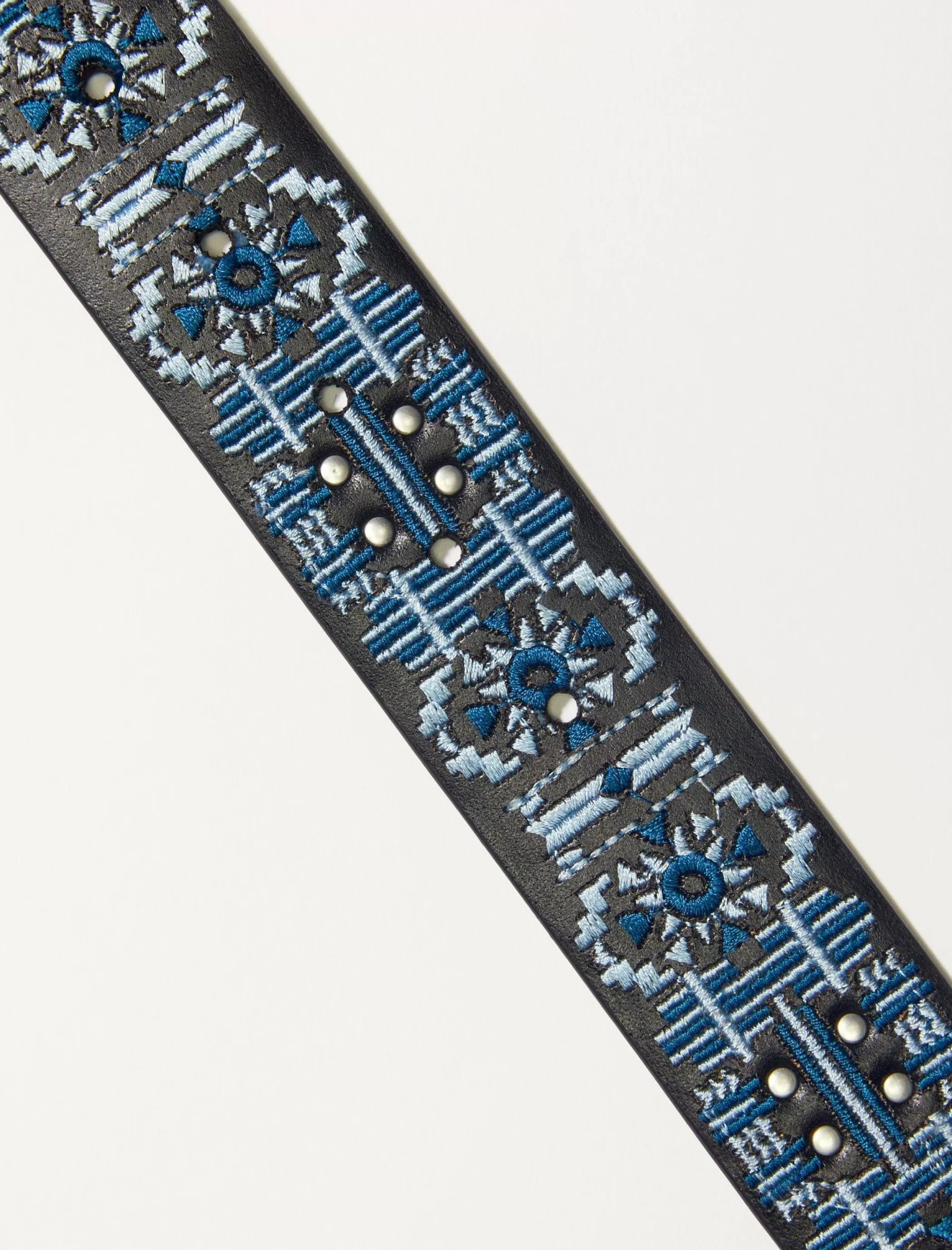 Lucky Brand Belts*blue geo embroidery belt multi