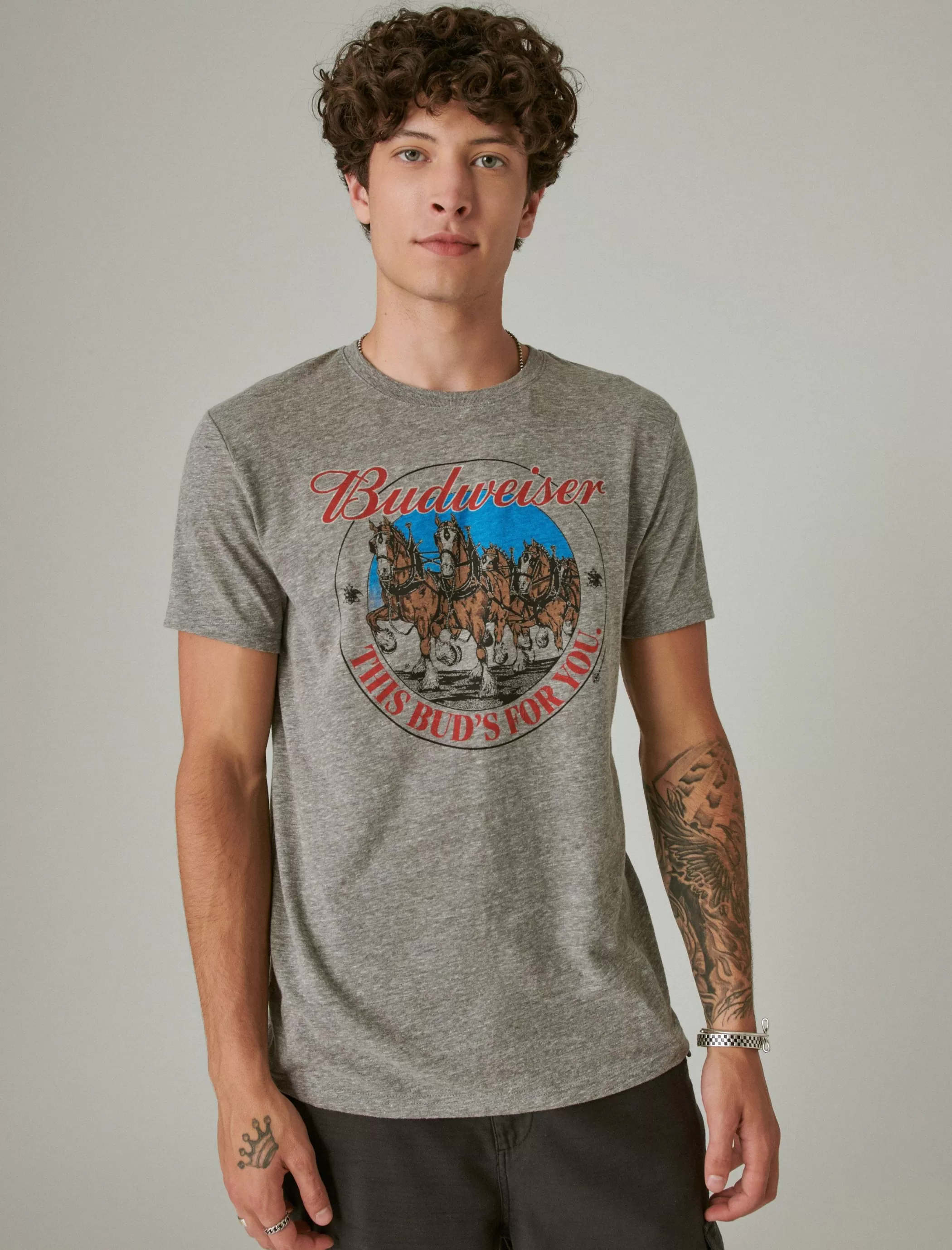 Lucky Brand Graphic Tees*bud clydesdales heather grey