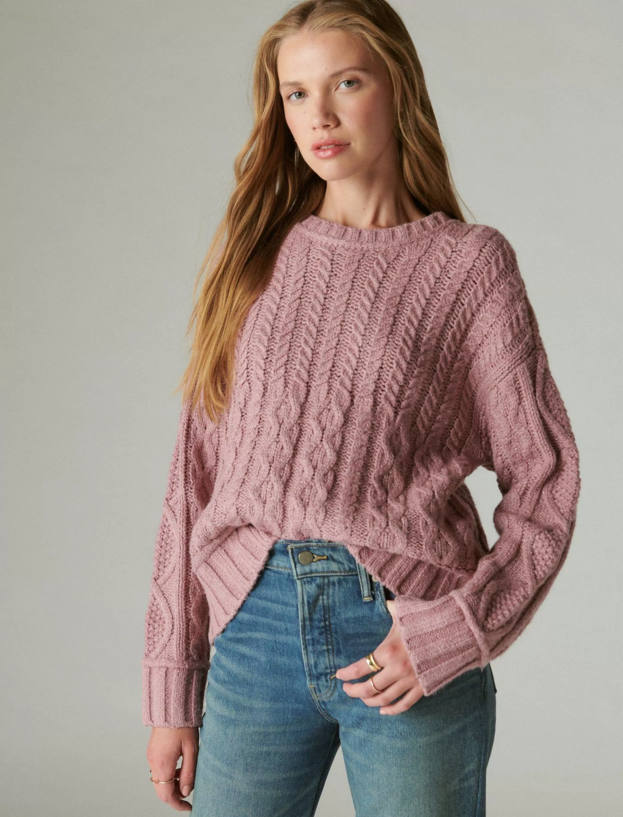 Lucky Brand Sweaters & Sweatshirts*cable crew sweater nostalgia rose