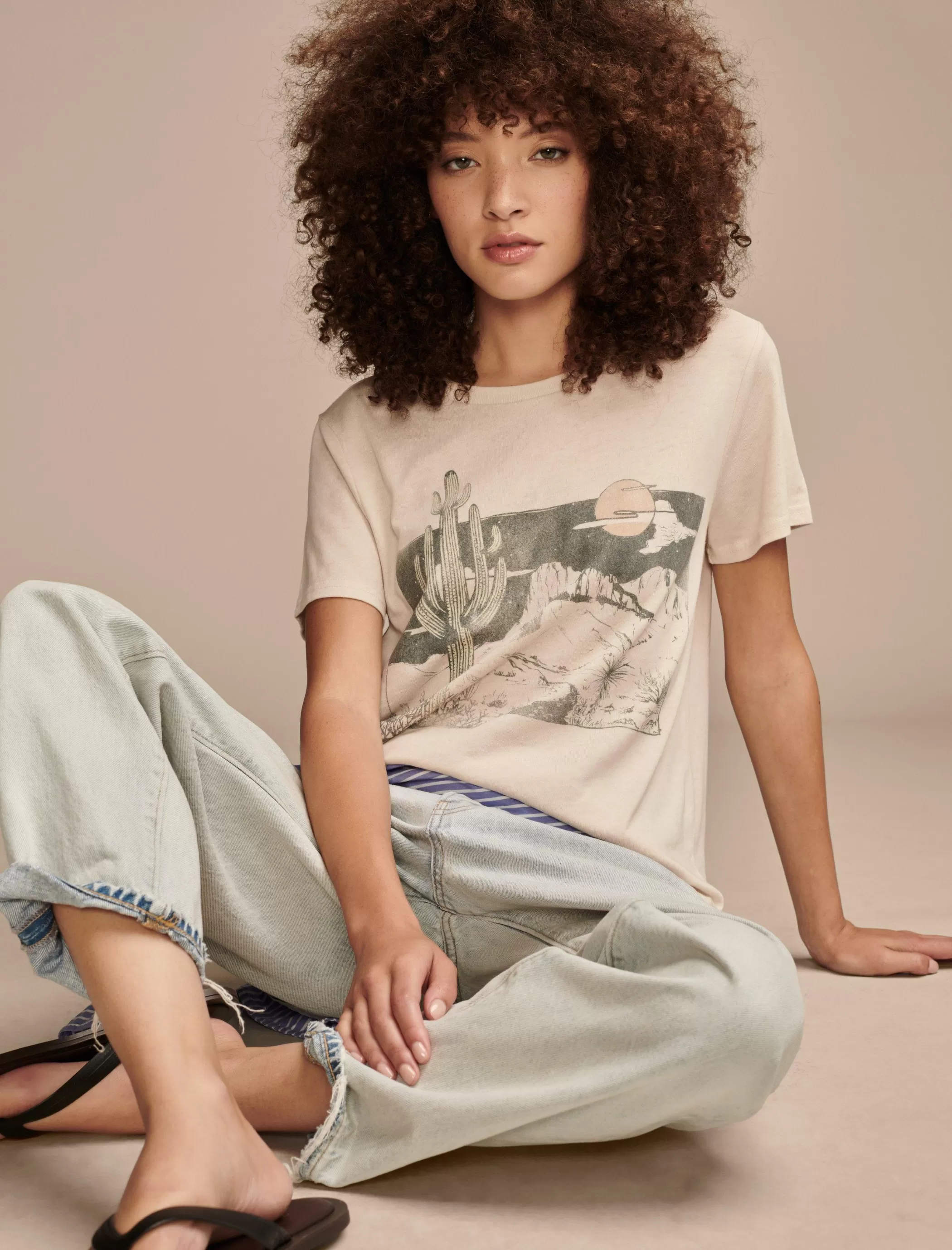 Lucky Brand Graphic Tees*cactus scene classic crew rainy day