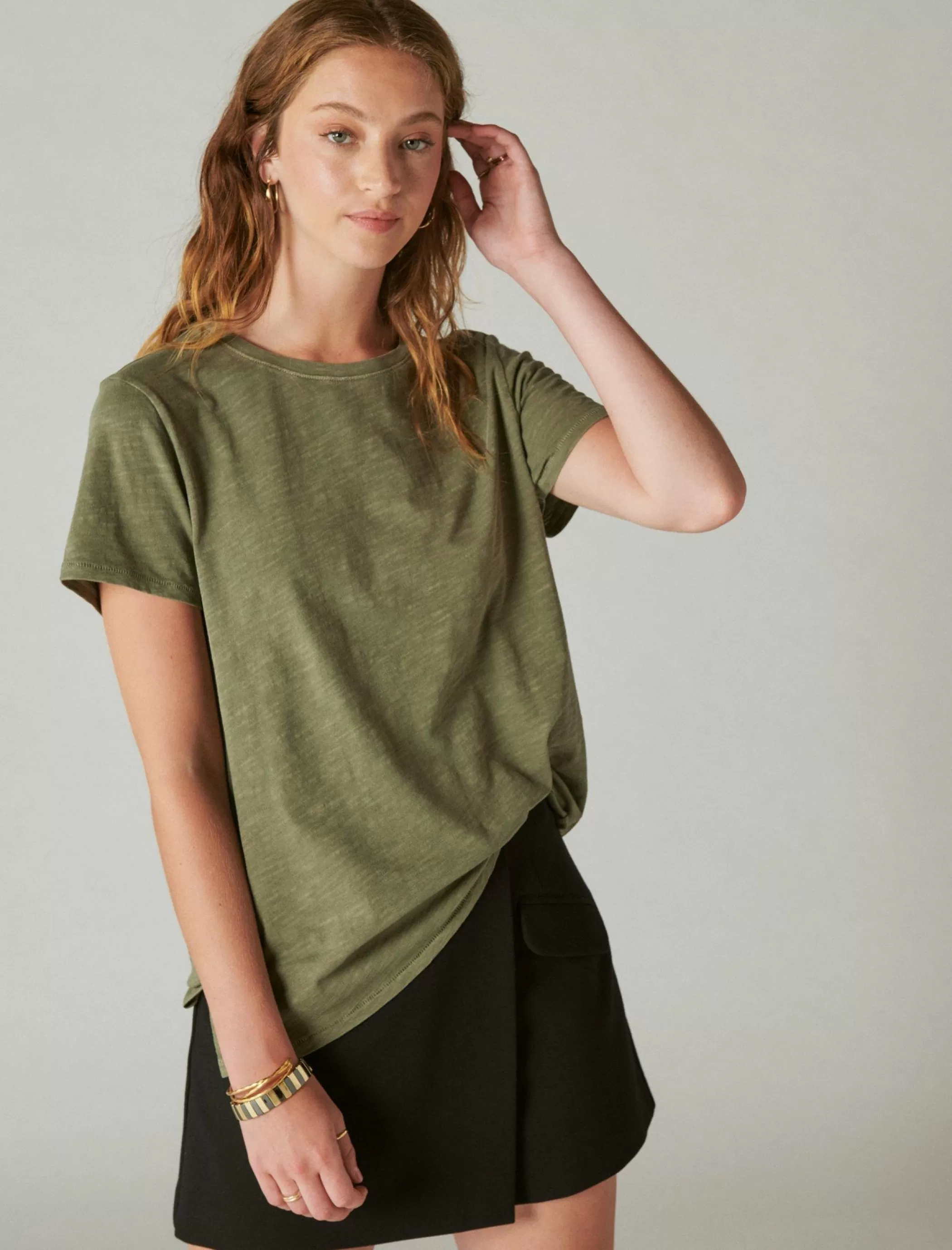 Lucky Brand Knit Tops*classic crew dusty olive