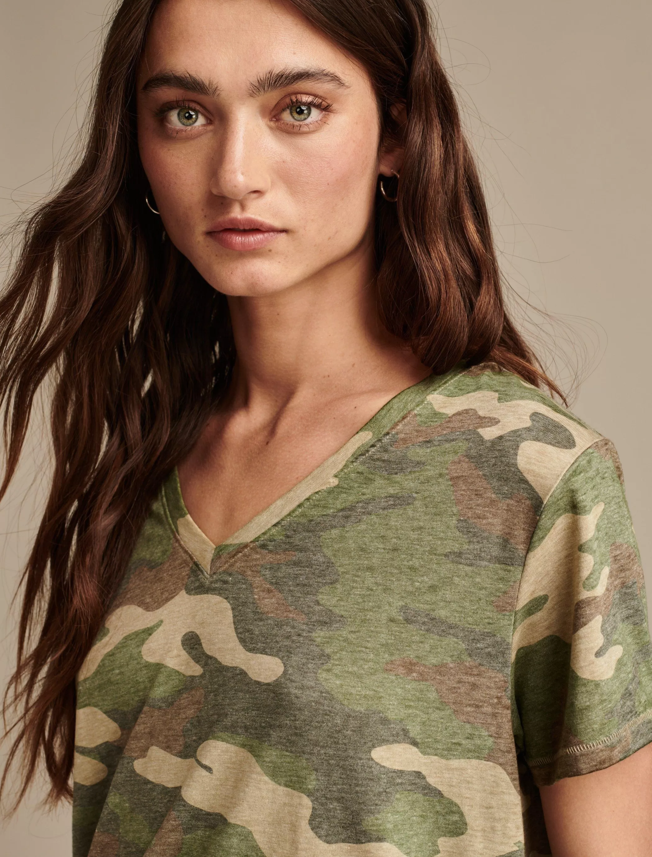 Lucky Brand Knit Tops*classic v-neck green camo