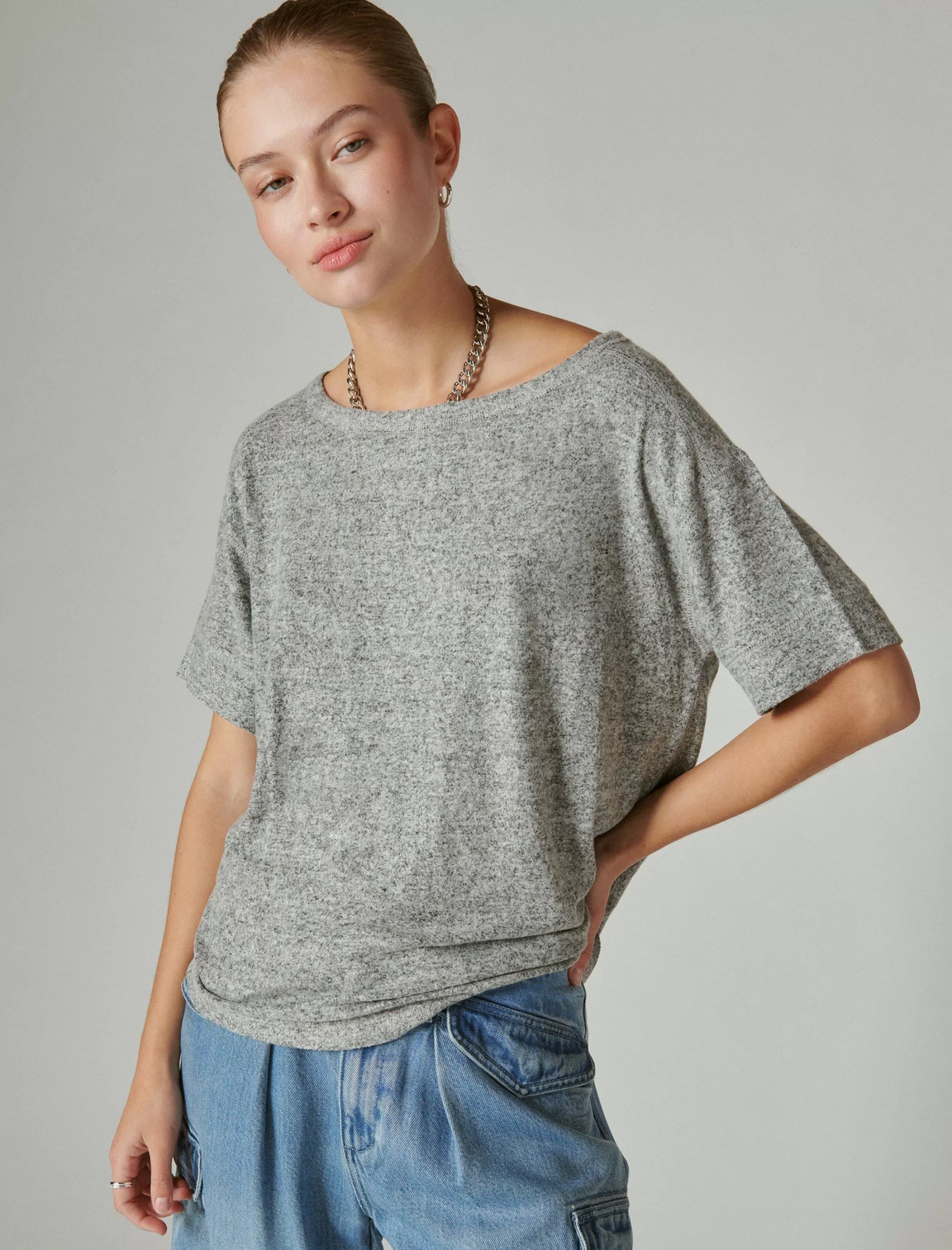 Lucky Brand Knit Tops*cloud jersey crew neck tee medium heather grey