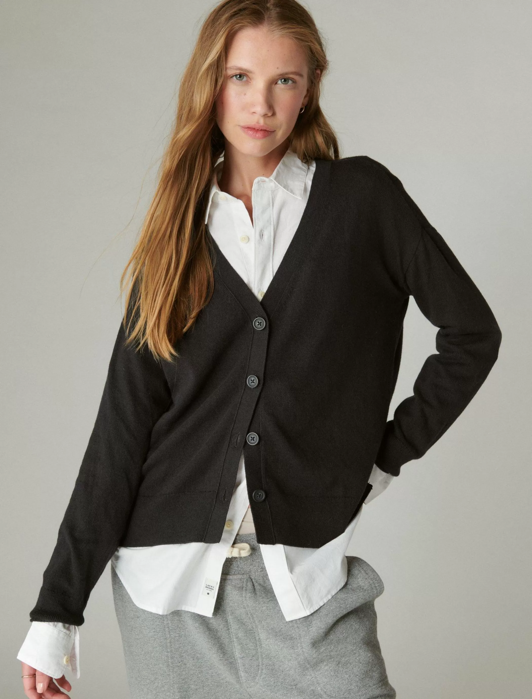 Lucky Brand Sweaters & Sweatshirts*cloud soft relaxed cardigan jet black