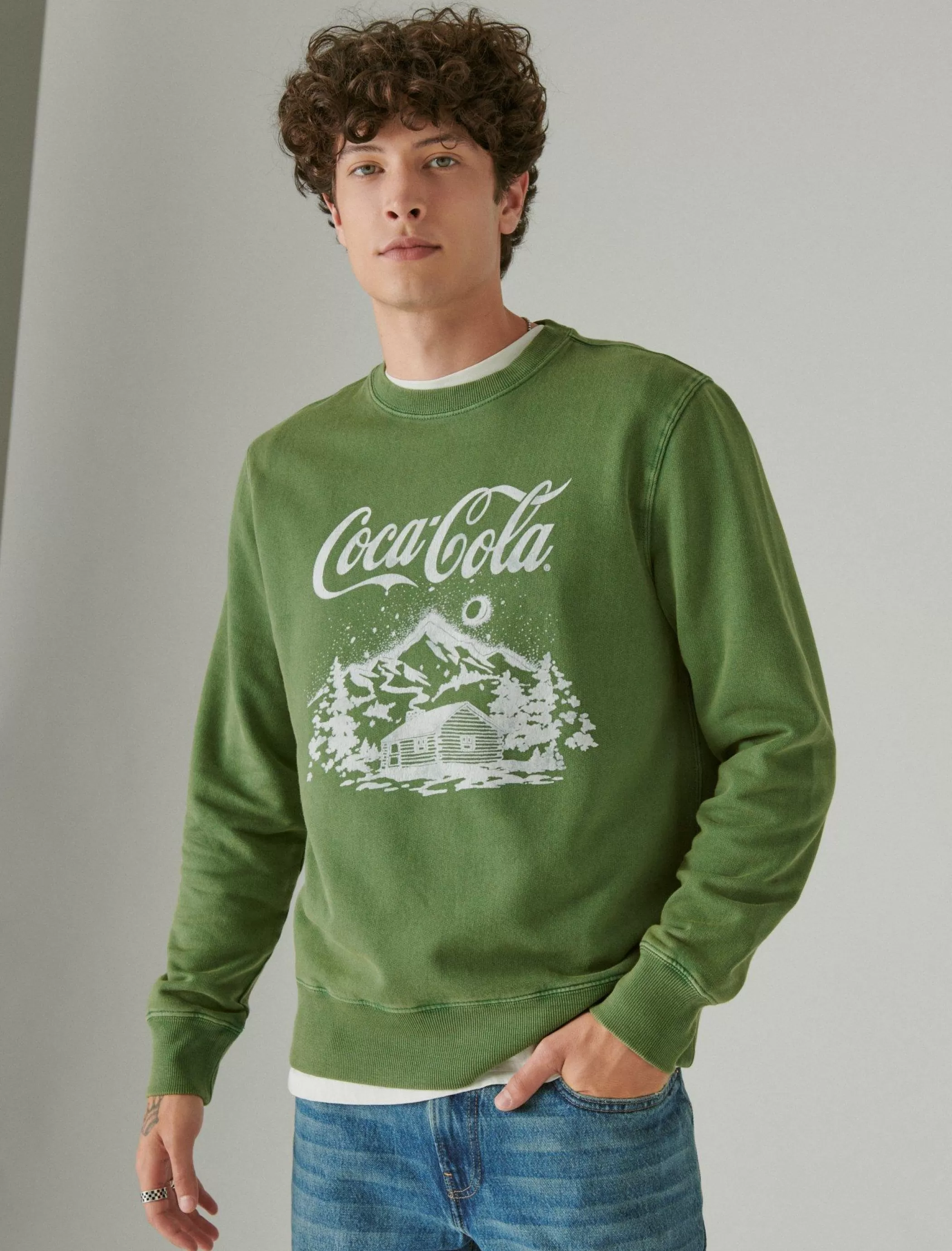 Lucky Brand Activewear*coca cola cabin hoodie elm green