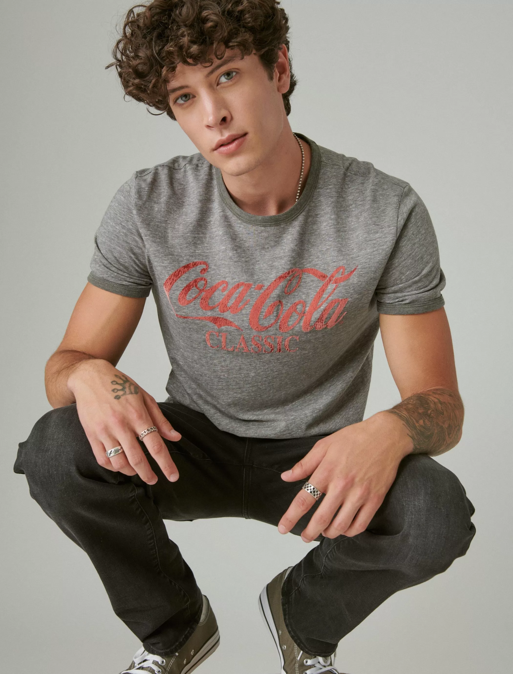 Lucky Brand Graphic Tees*coca cola classic tee heather grey