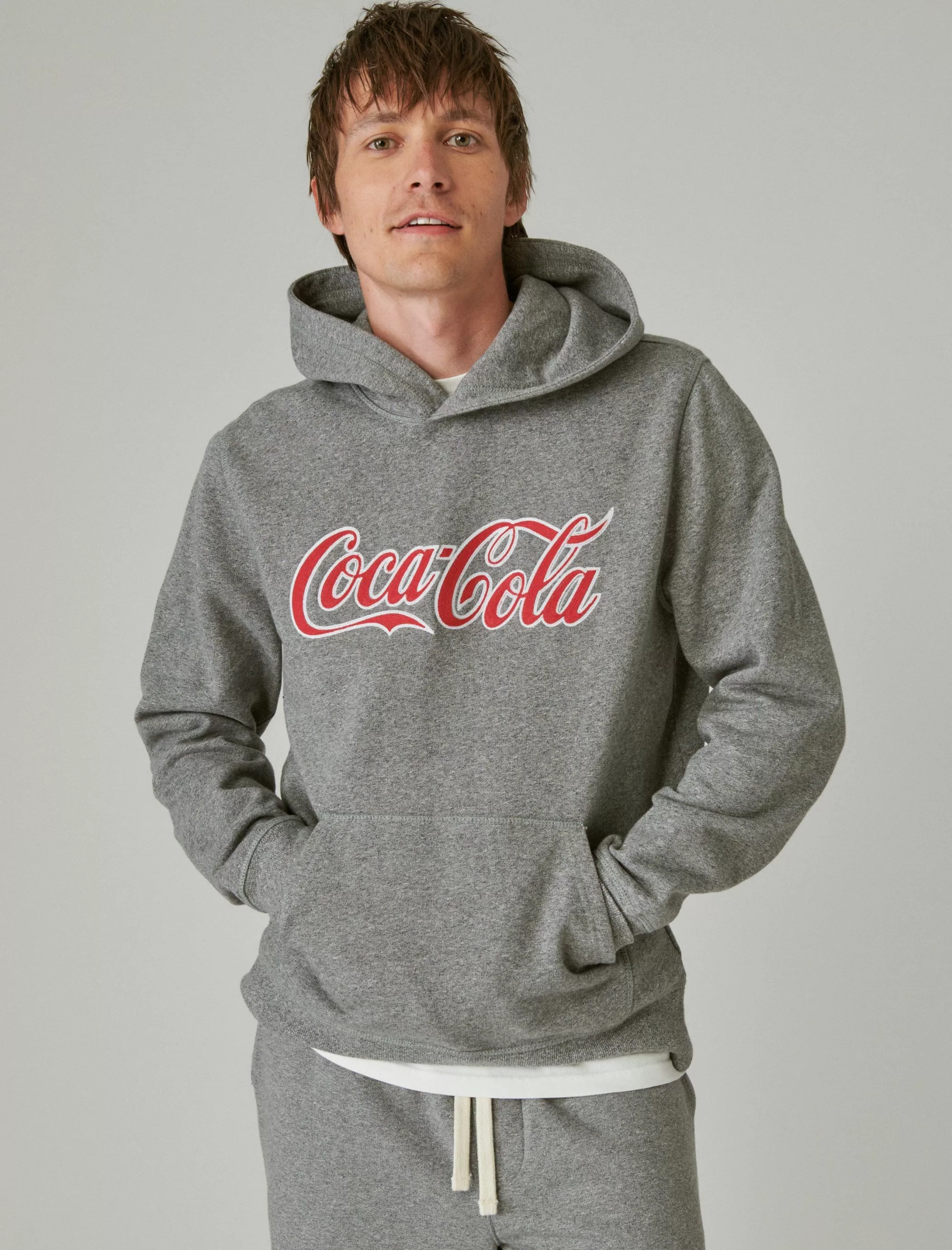 Lucky Brand Activewear*coca cola logo hoodie heather grey