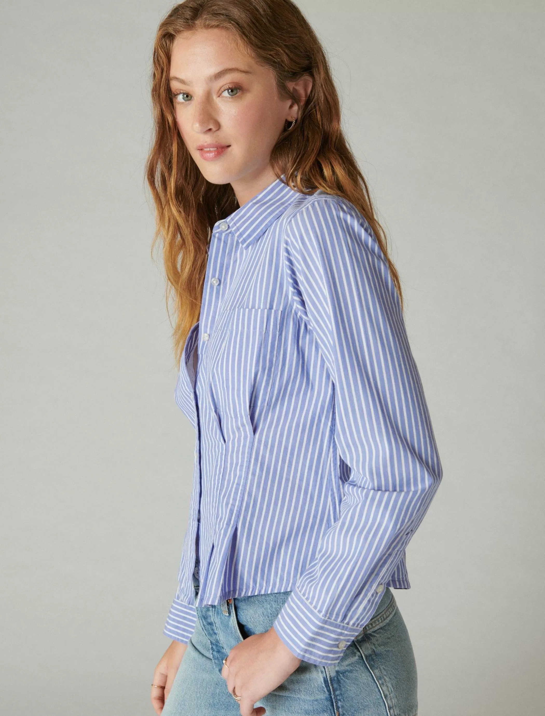 Lucky Brand Blouses*corset shirt persian jewel stripe