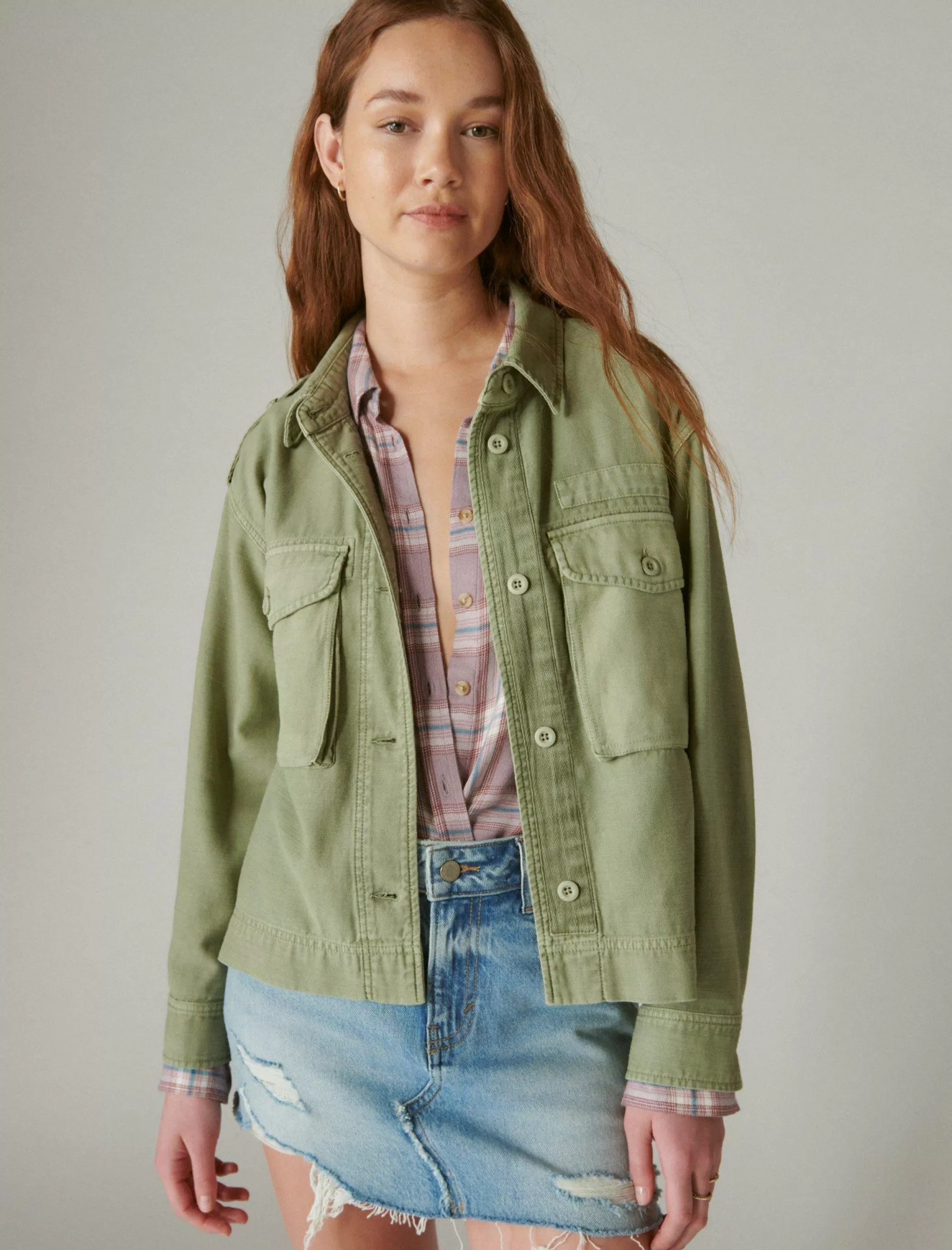 Lucky Brand Jackets & Outerwear*cropped twill utility jacket olive