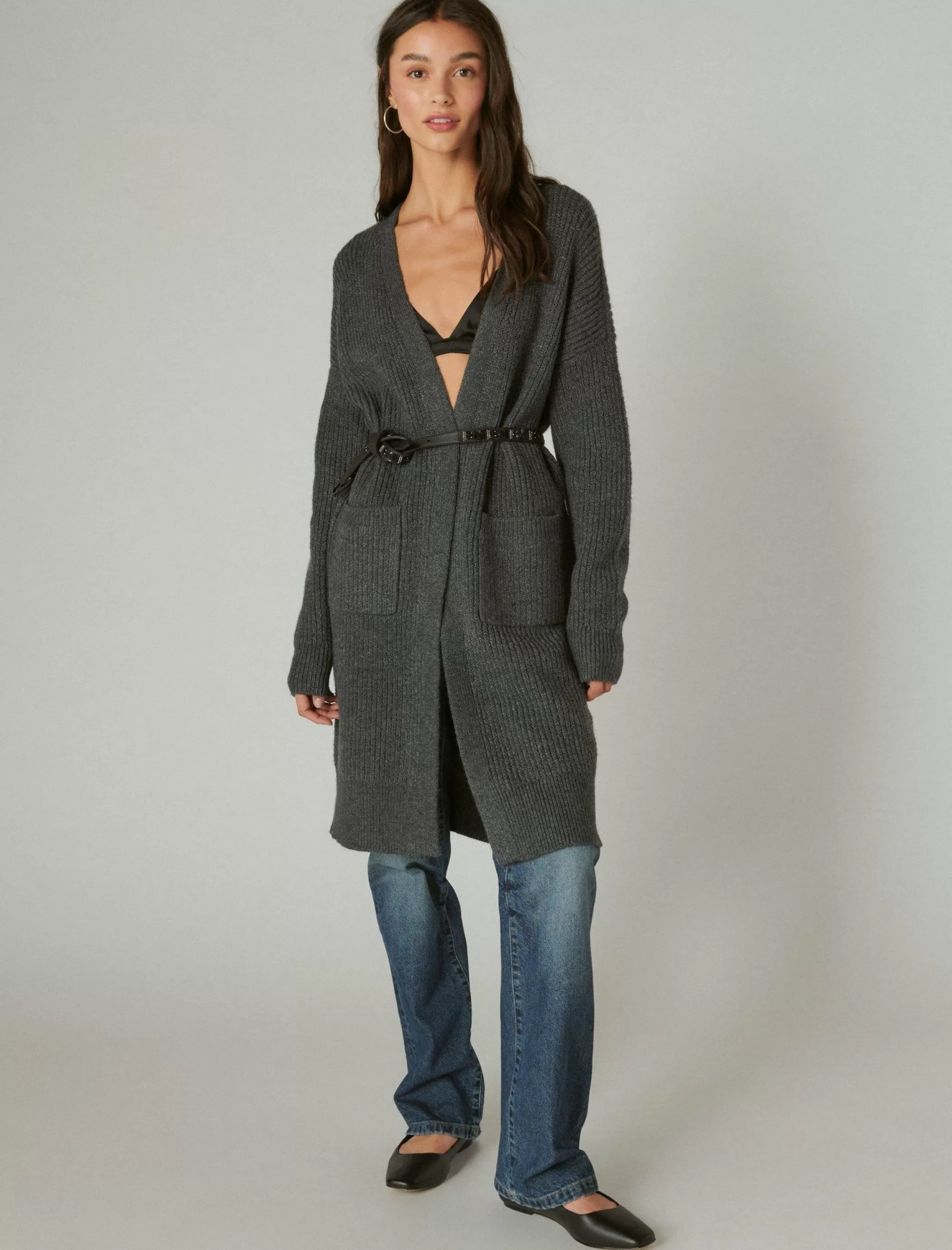 Lucky Brand Sweaters & Sweatshirts*duster cardigan dark grey heather