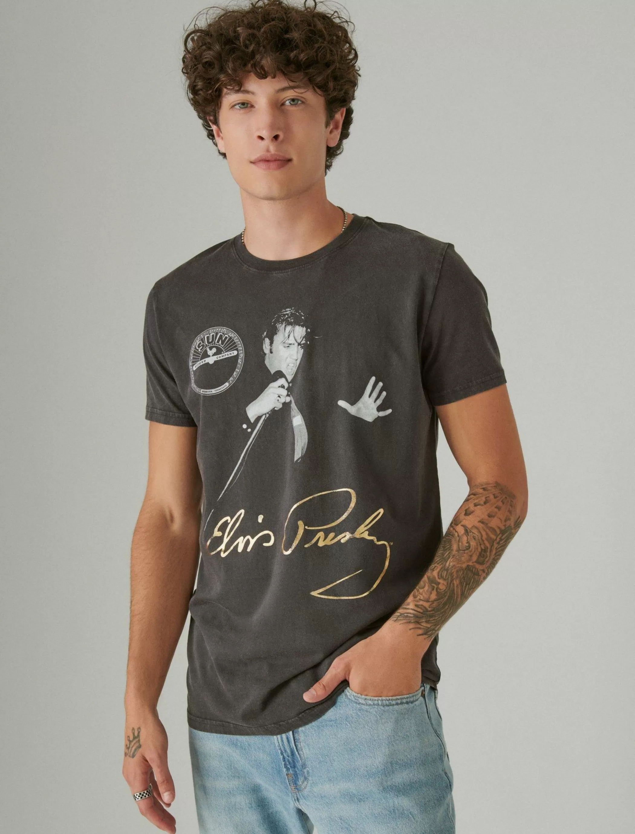 Lucky Brand Graphic Tees*elvis signature jet black