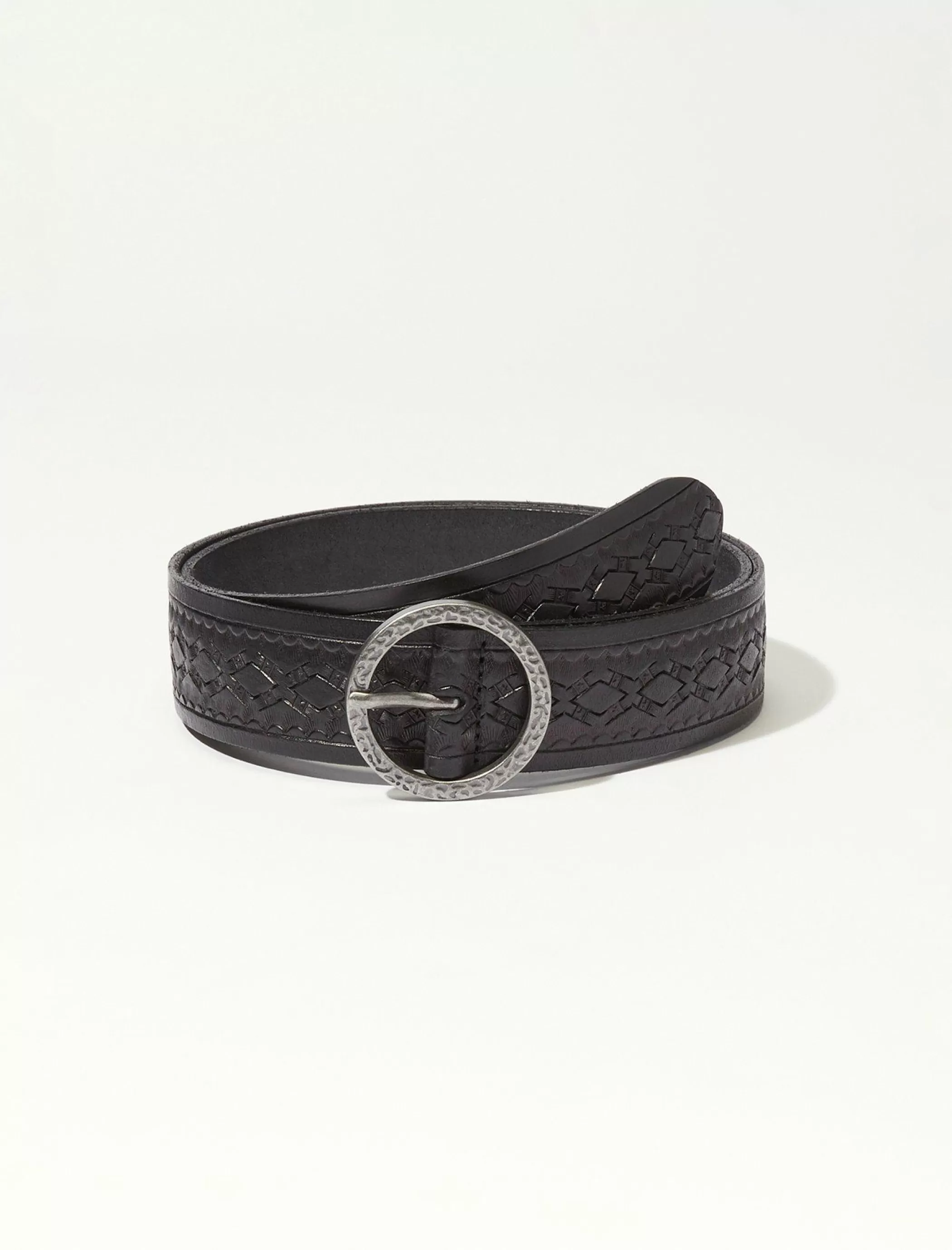 Lucky Brand Belts*embossed pattern belt black