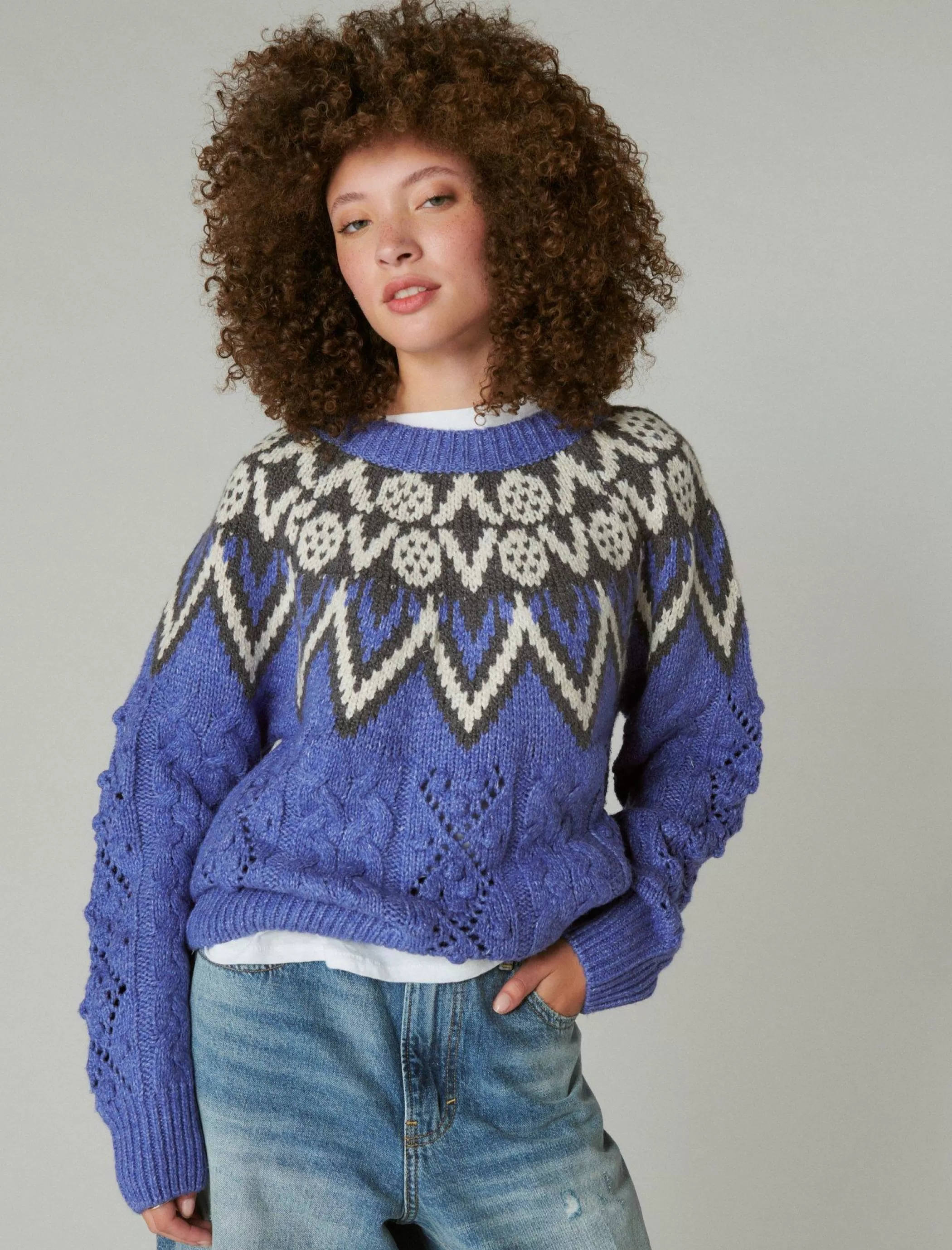 Lucky Brand Sweaters & Sweatshirts*fair isle sweater bleach denim combo