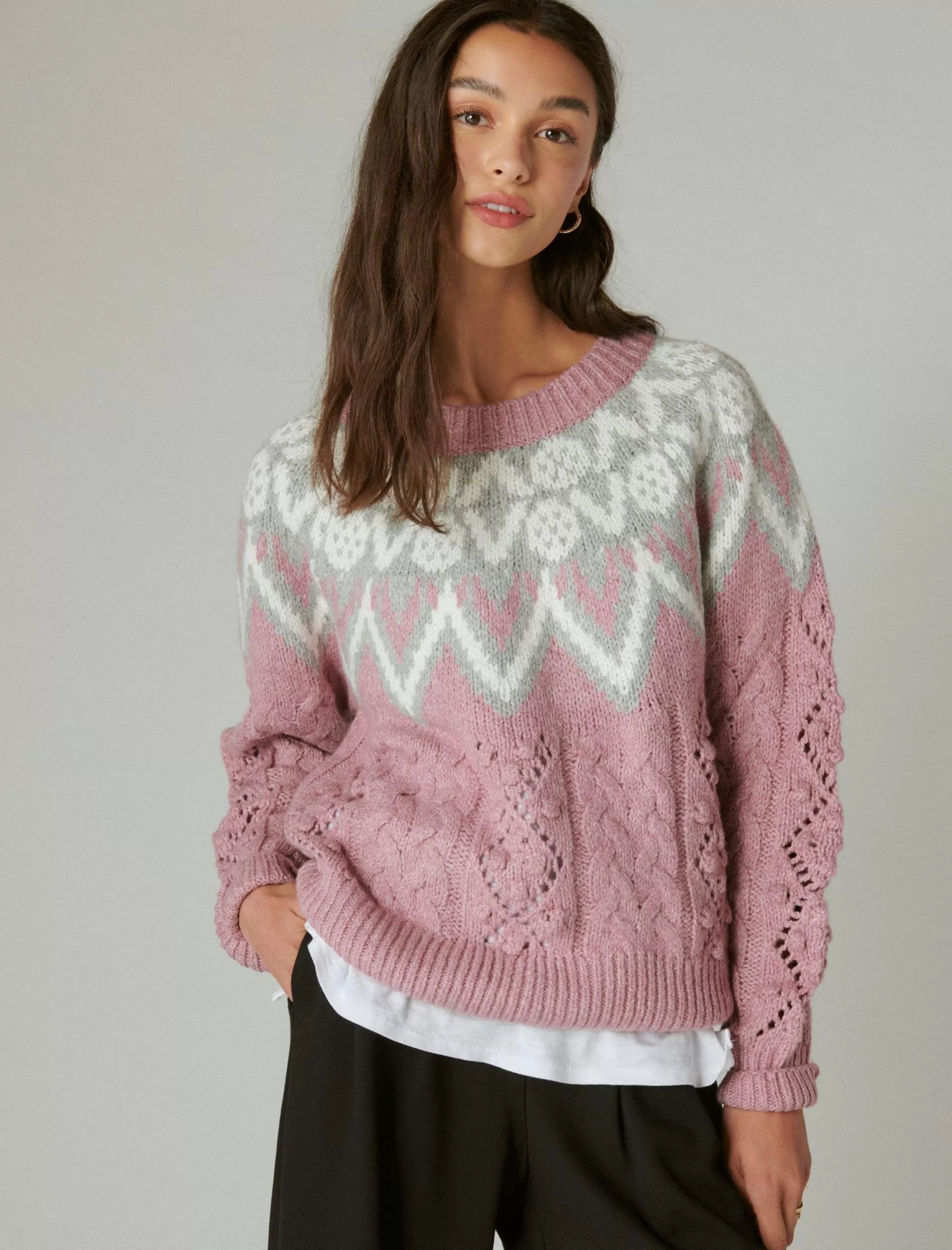 Lucky Brand Sweaters & Sweatshirts*fair isle sweater dawn pink combo