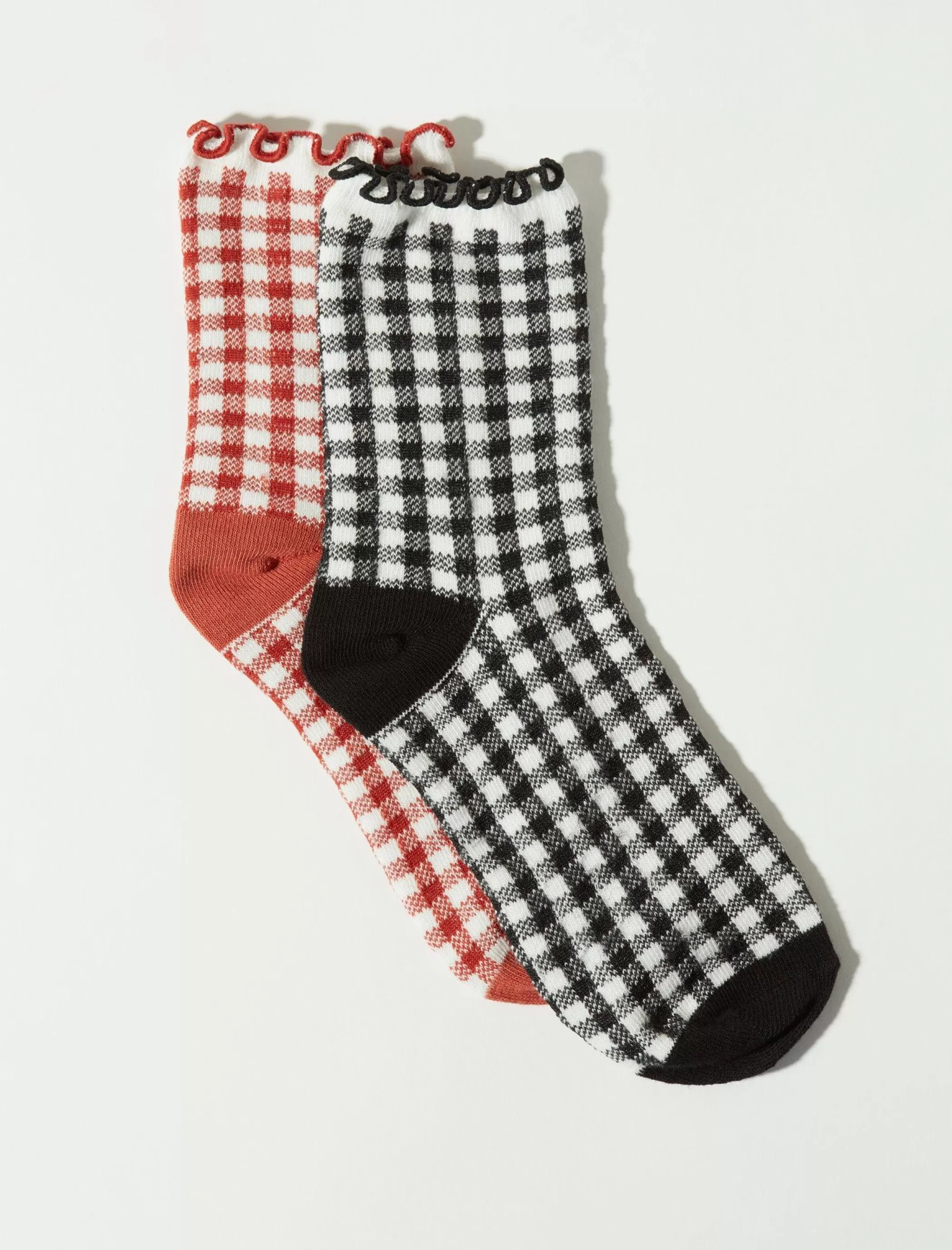 Lucky Brand Socks*gingham ruffle crew sock multi