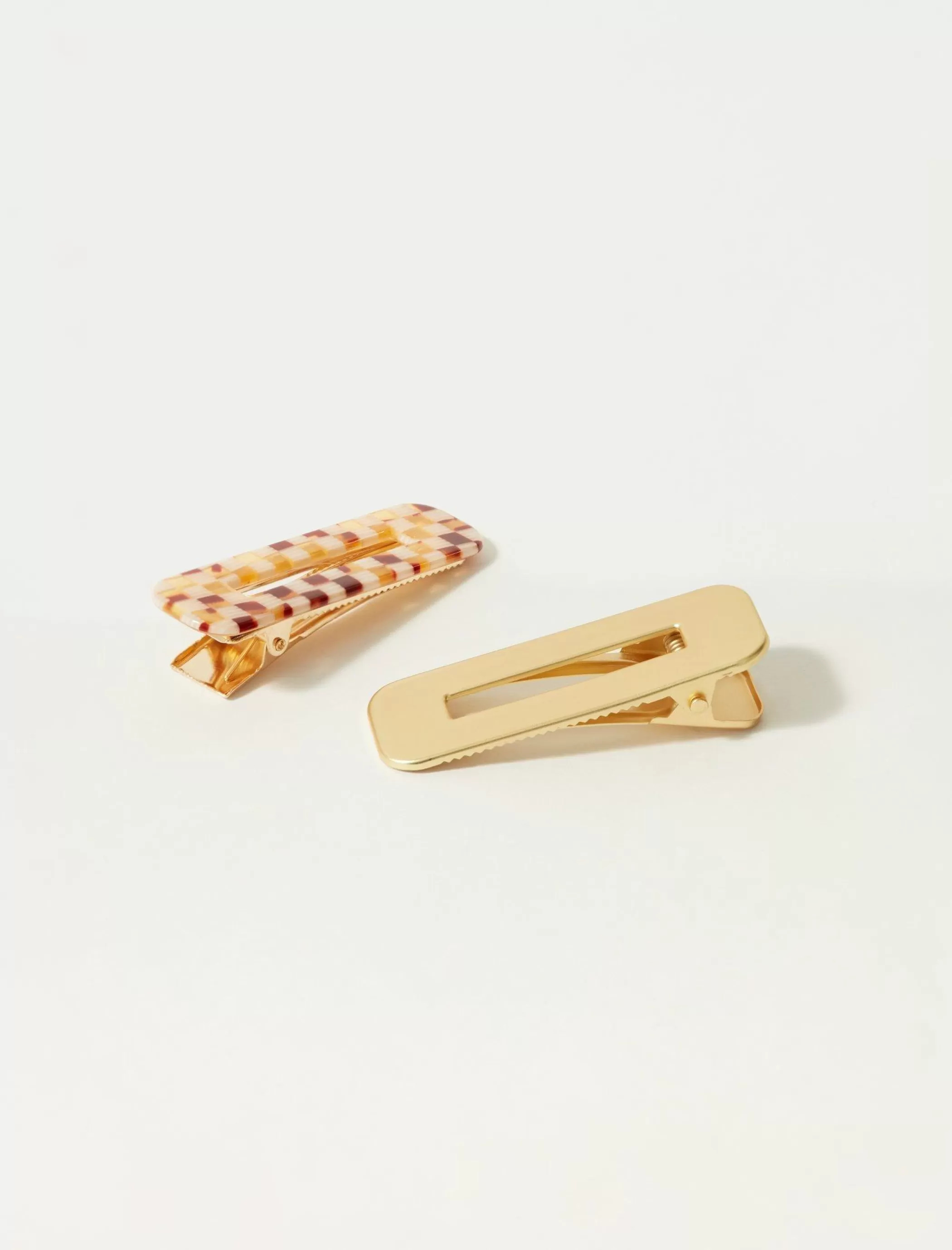 Lucky Brand Hair Accessories* and mini check barrette set gold