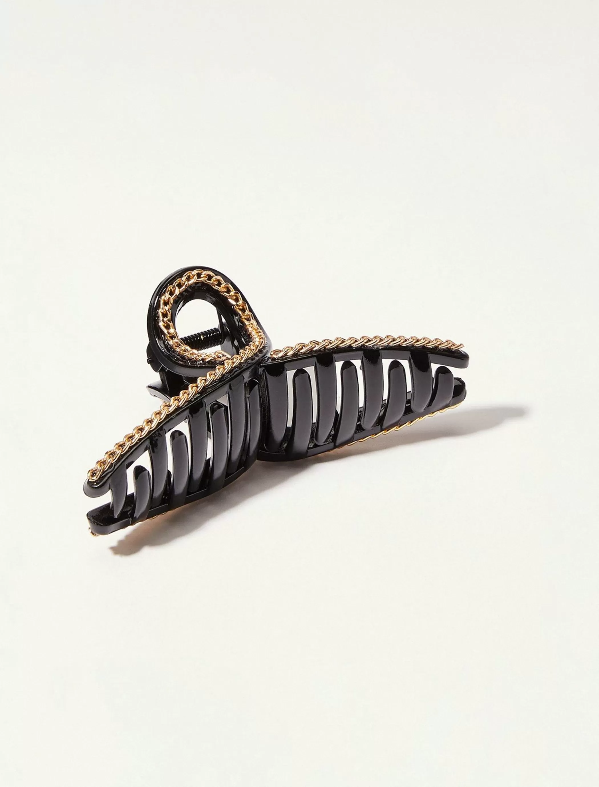 Lucky Brand Hair Accessories*gold chain loop claw clip black