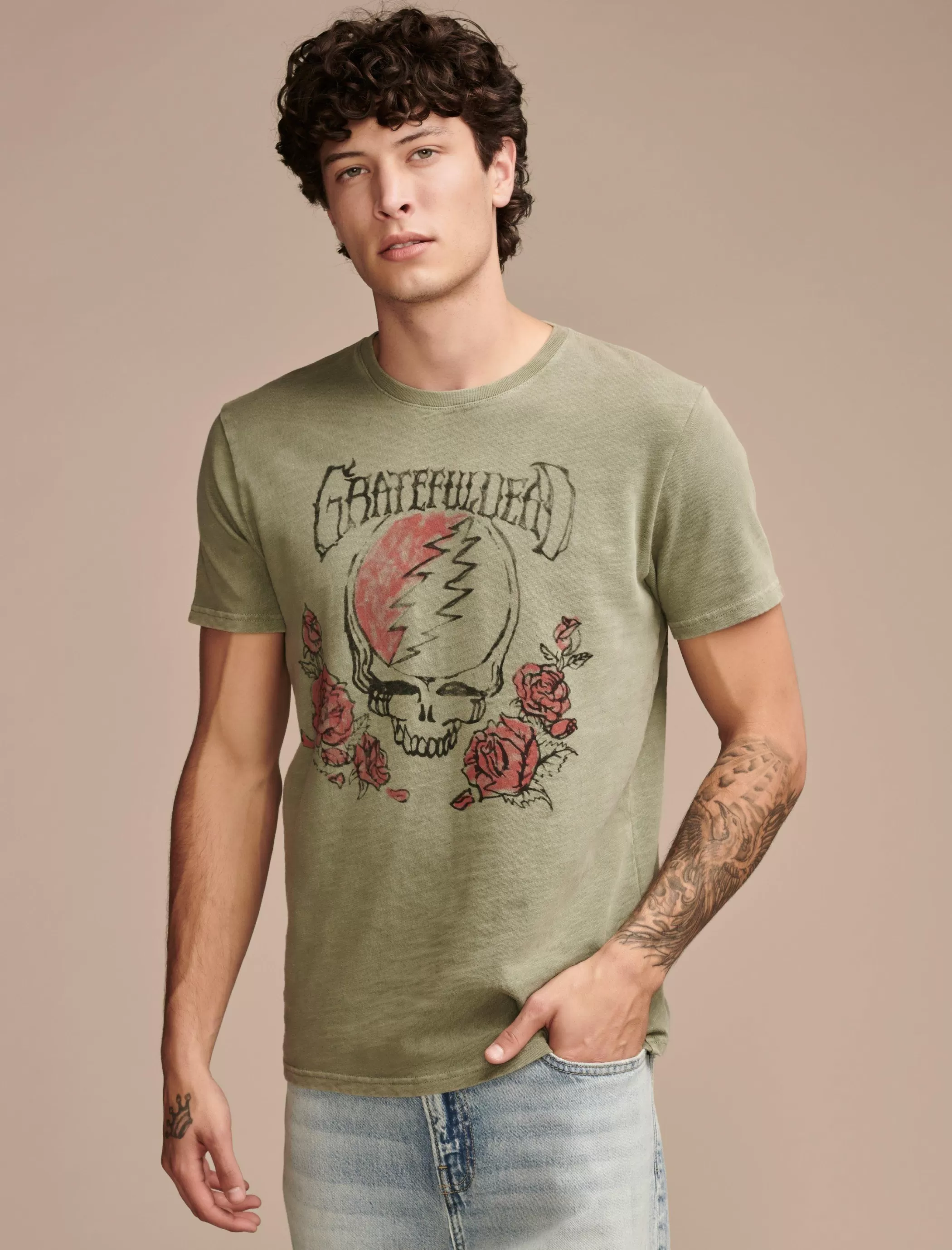 Lucky Brand Graphic Tees*grateful dead rose oil green