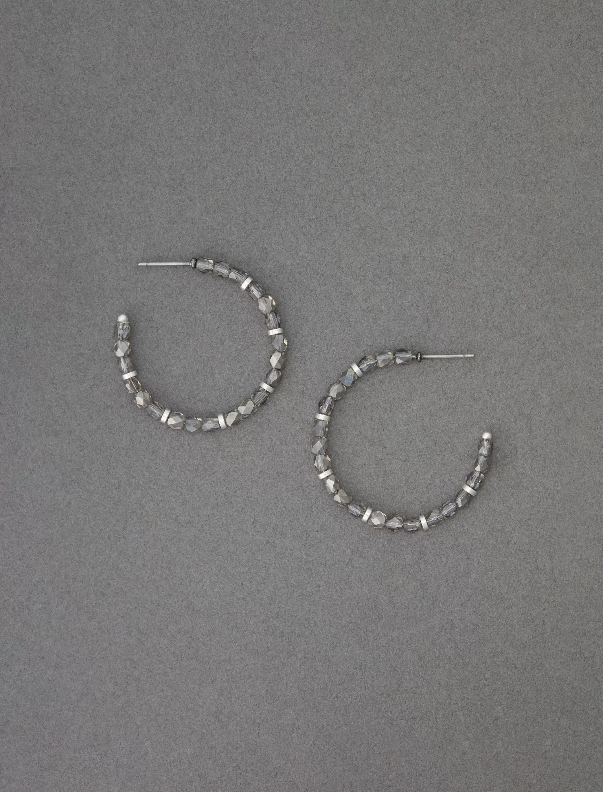 Lucky Brand Jewelry*grey beaded hoop silver