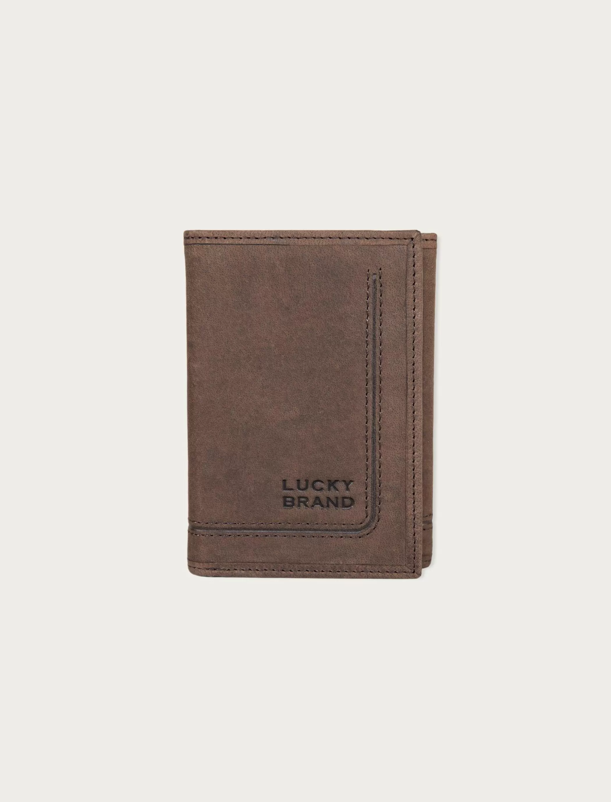 Lucky Brand Bags & Wallets*grooved leather trifold wallet dark brown