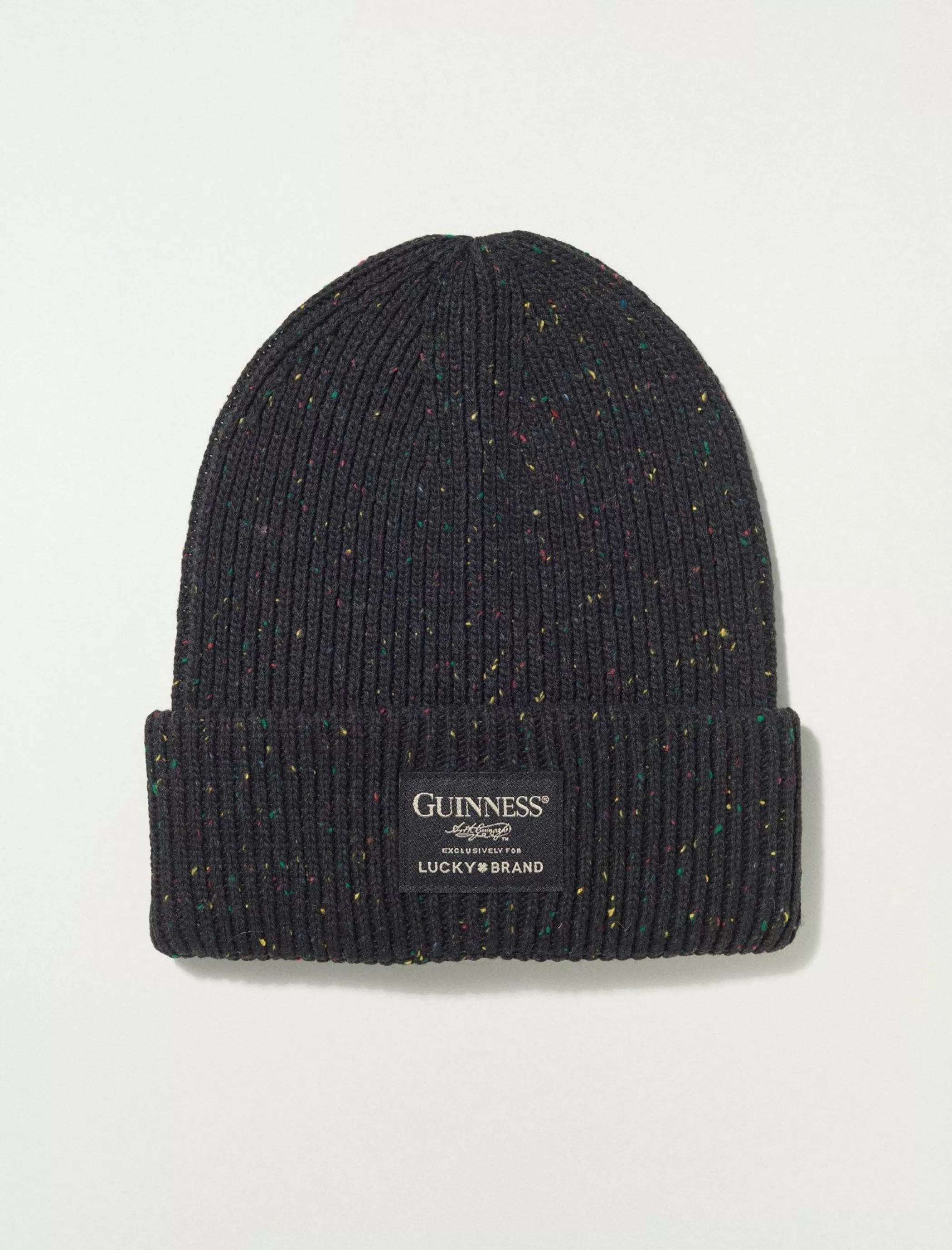 Lucky Brand Hats*guinness logo patch beanie dark black