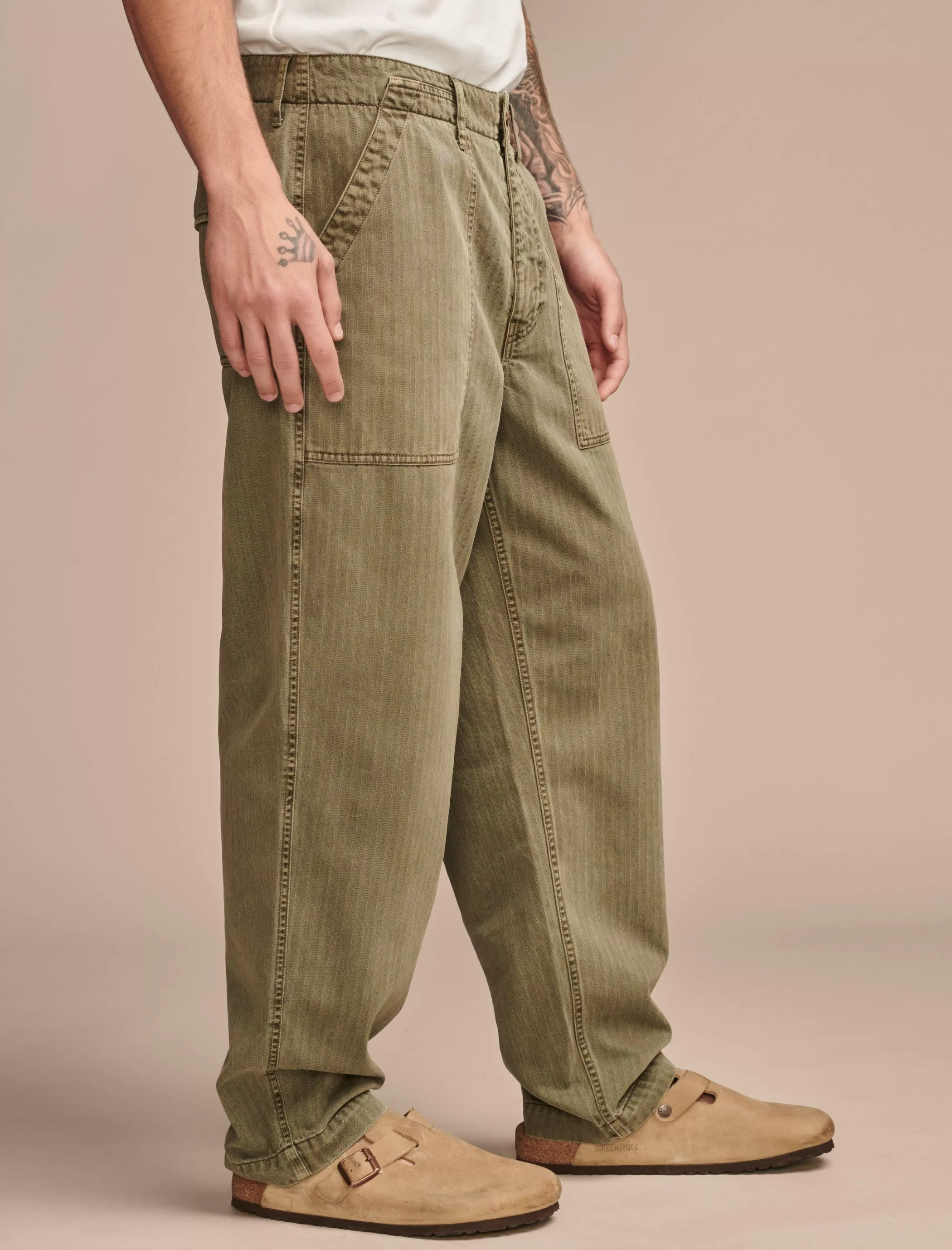 Lucky Brand Pants*herringbone utility pant deep lichen green