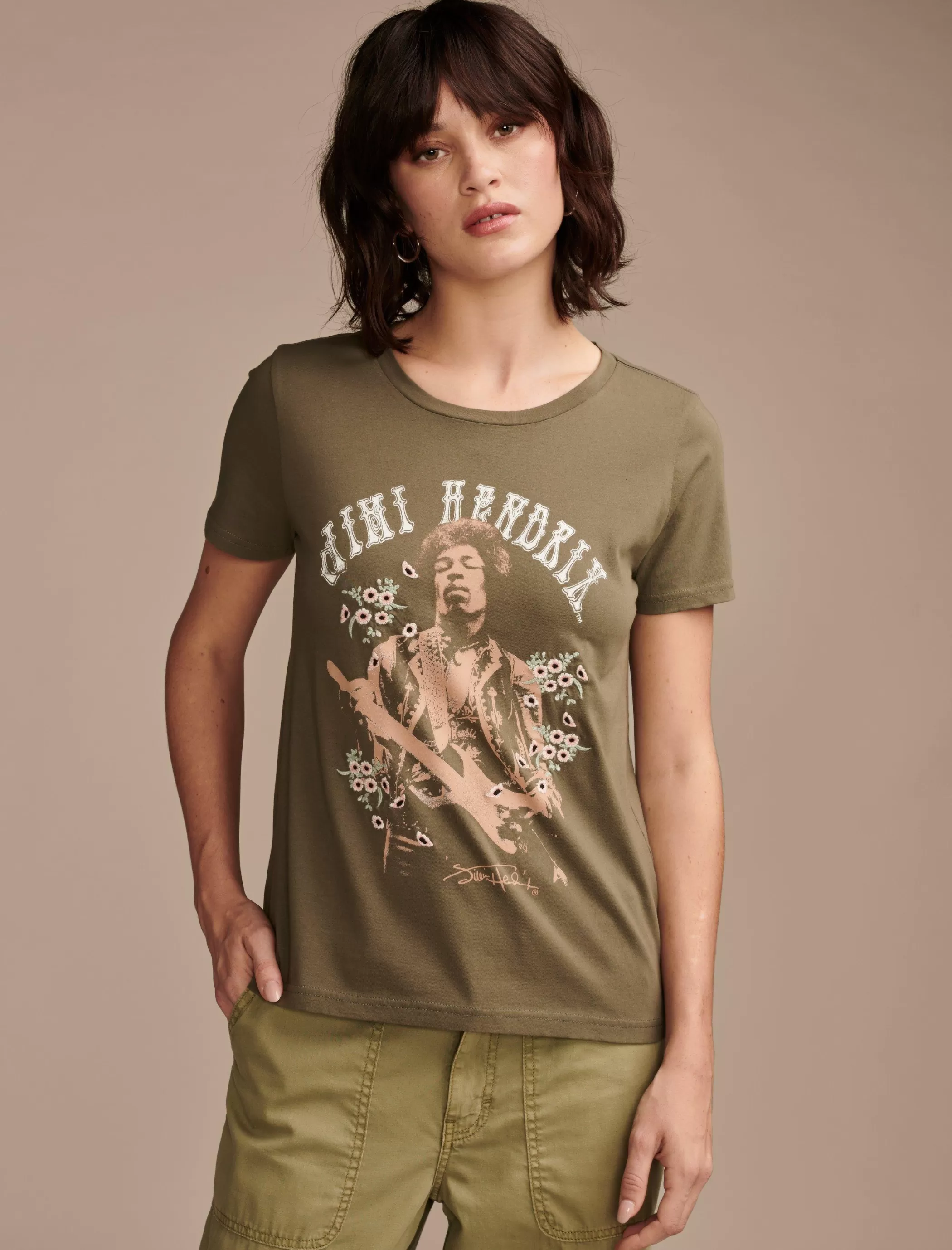 Lucky Brand Graphic Tees*jimi hendrix floral portrait classic crew deep depths