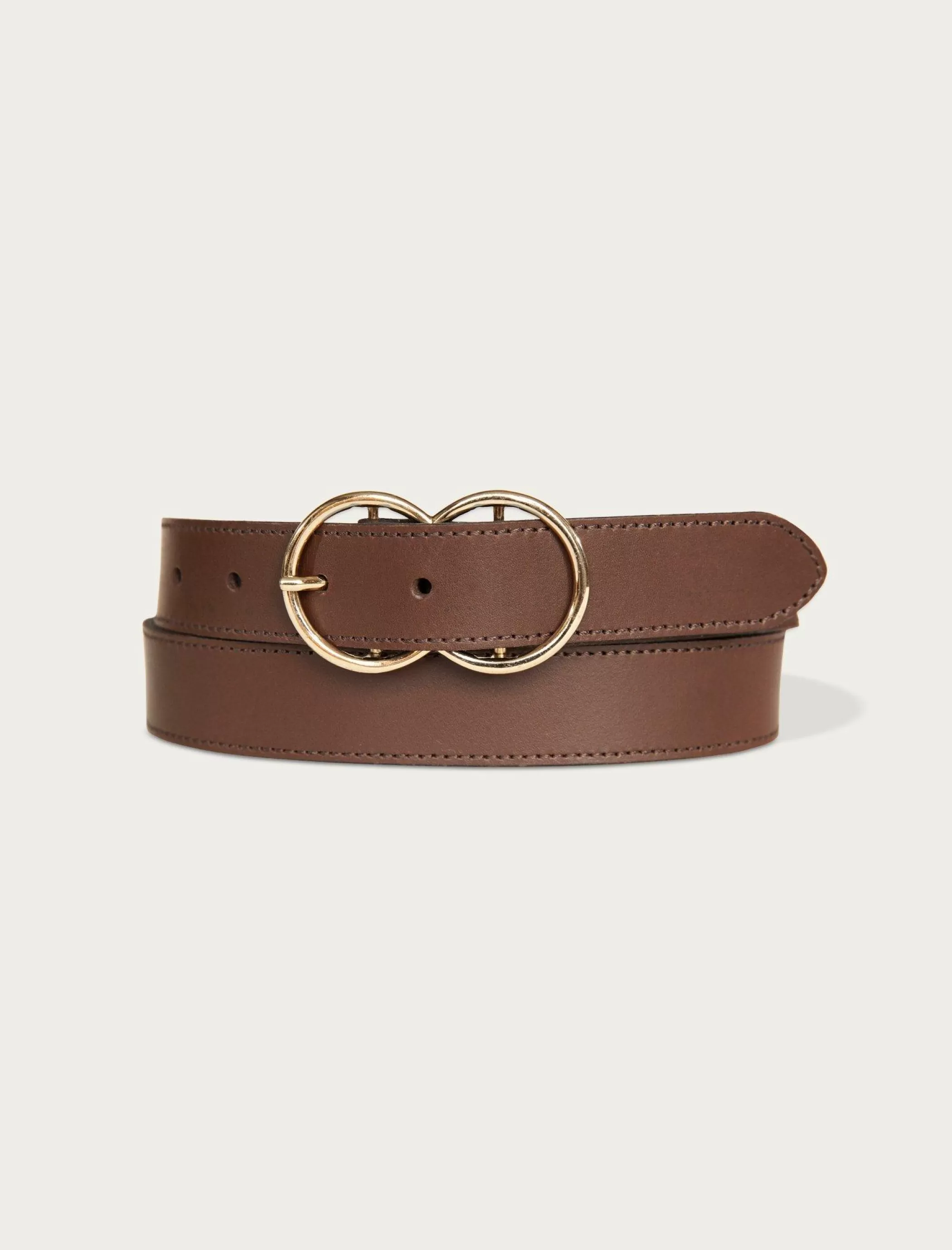 Lucky Brand Belts*leather belt with double ring buckle dark brown