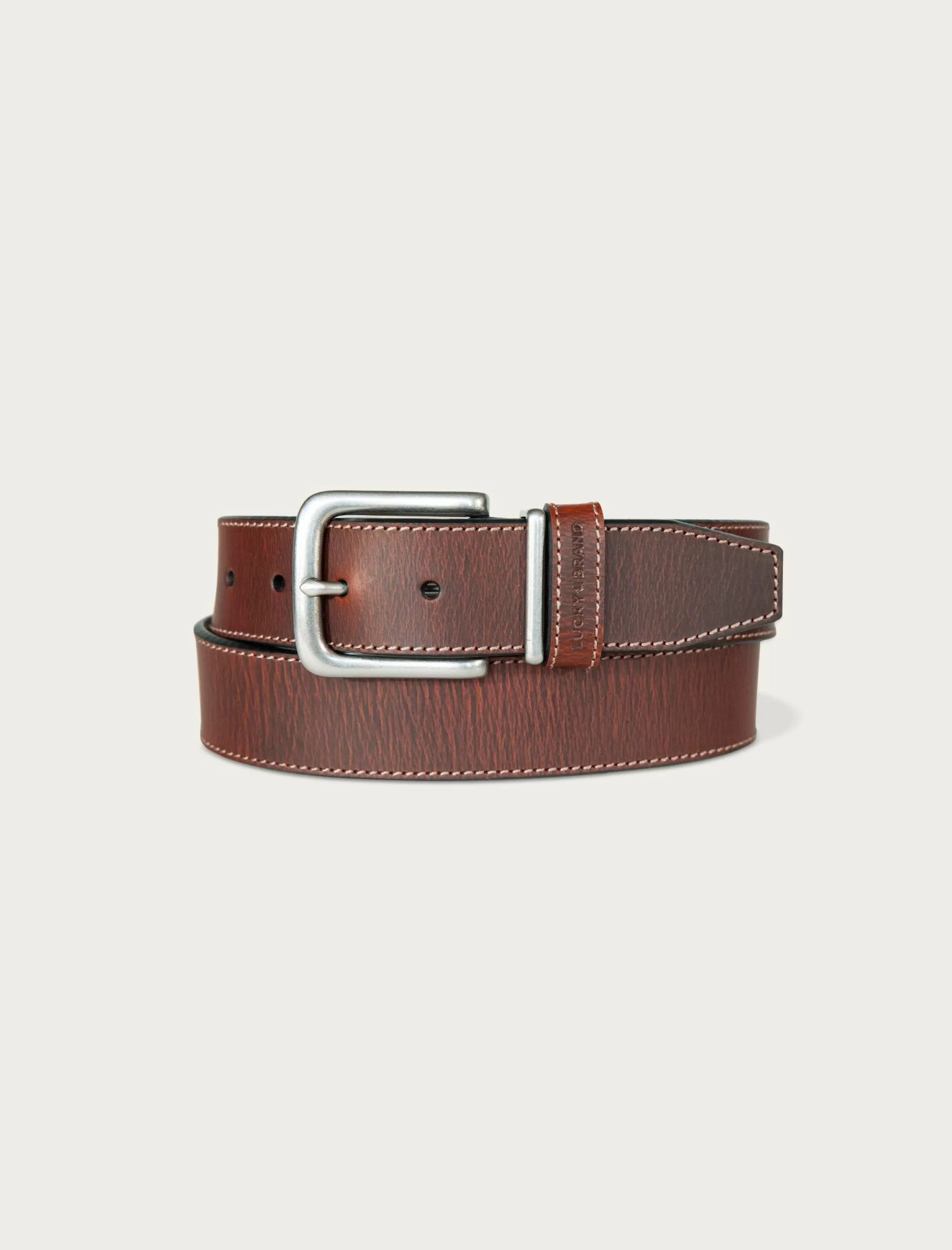 Lucky Brand Belts*leather jean belt with metal and leather keeper medium brown