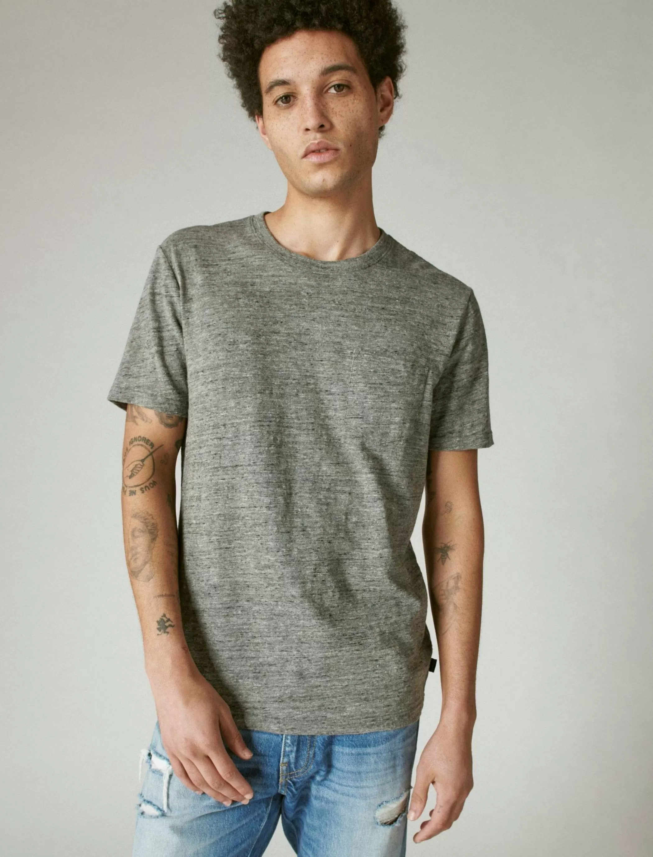 Lucky Brand Shirts & Tops*linen pocket crew heather grey