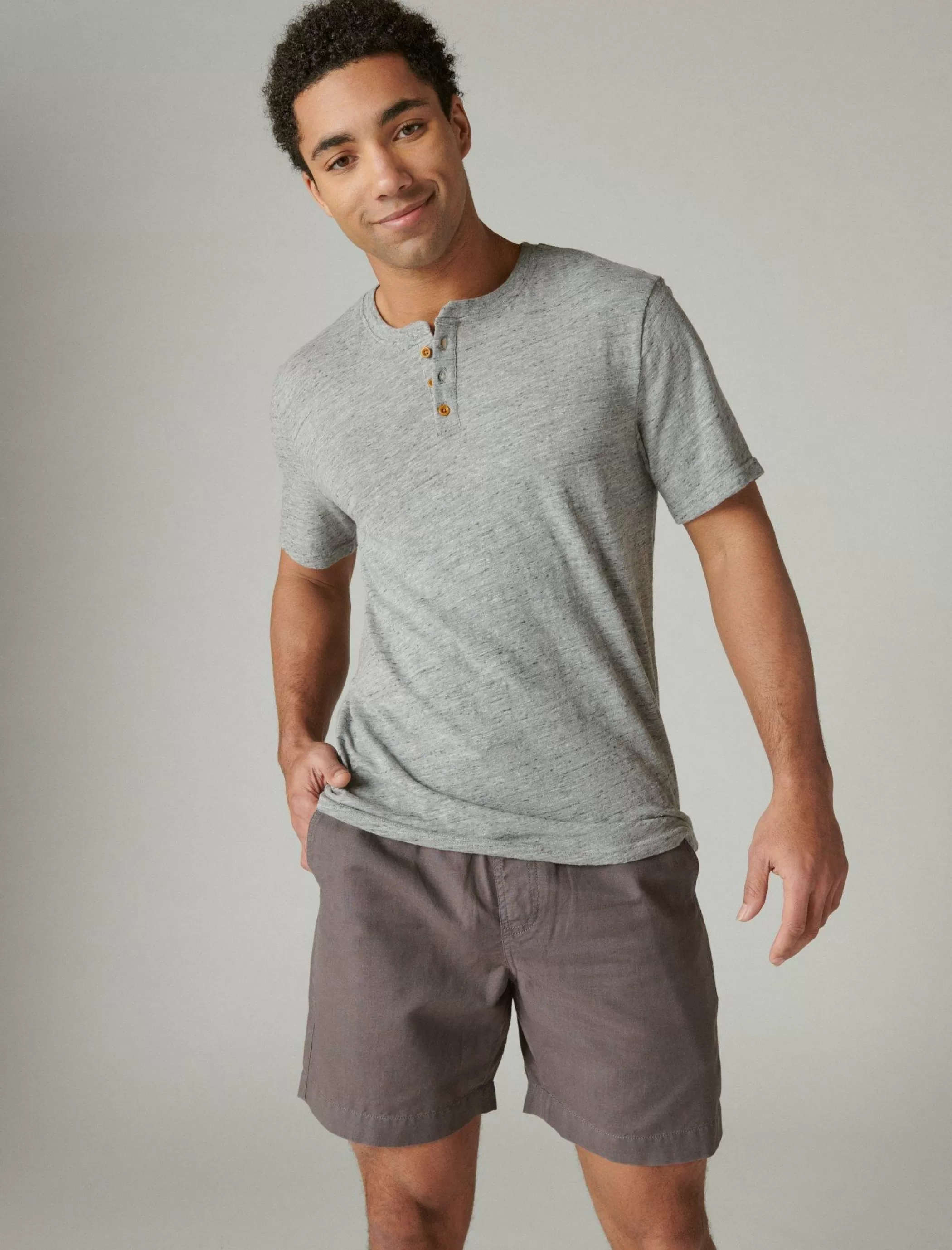 Lucky Brand Shirts & Tops*linen short sleeve henley blackened pearl