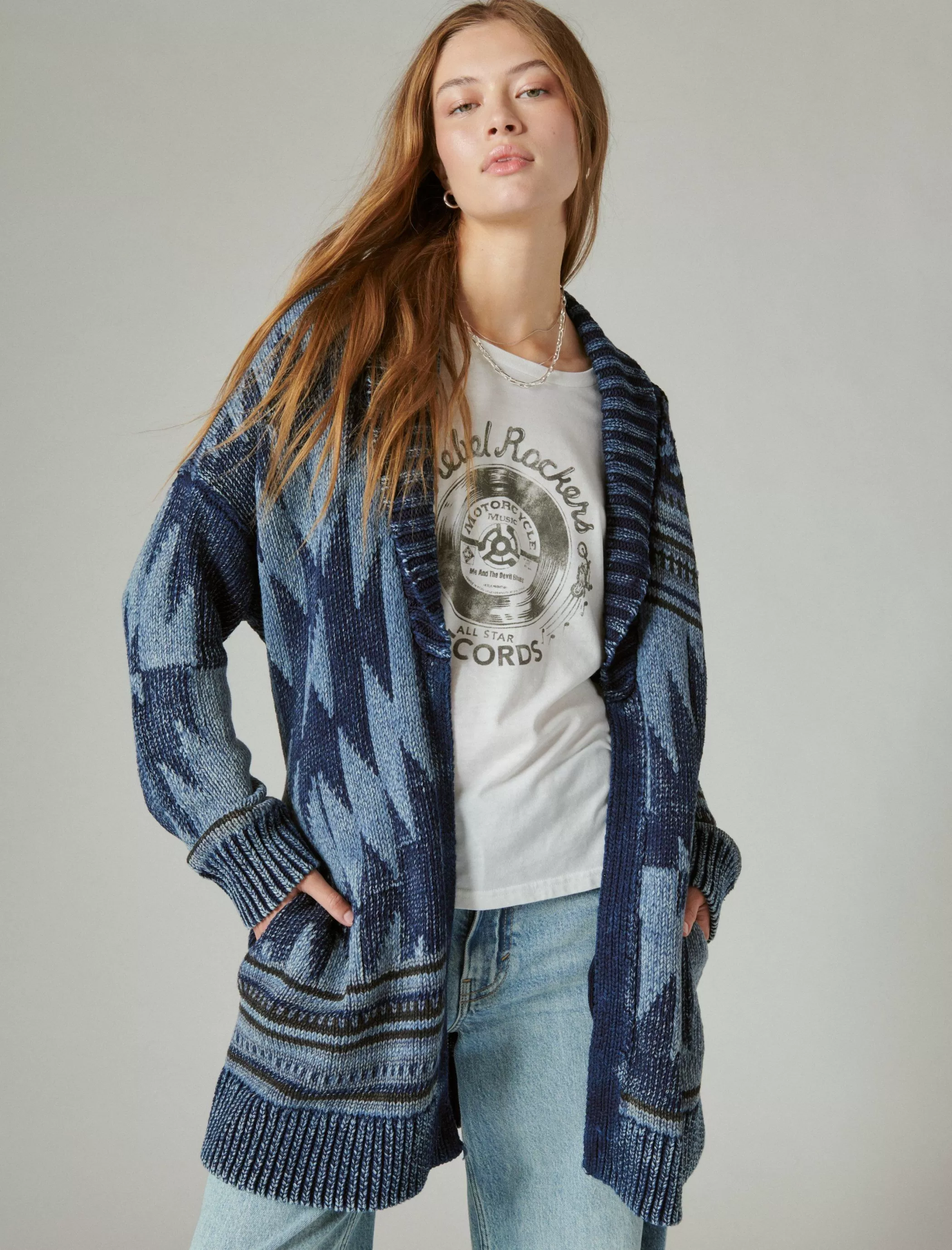 Lucky Brand Sweaters & Sweatshirts*lucky heritage cardigan denim combo