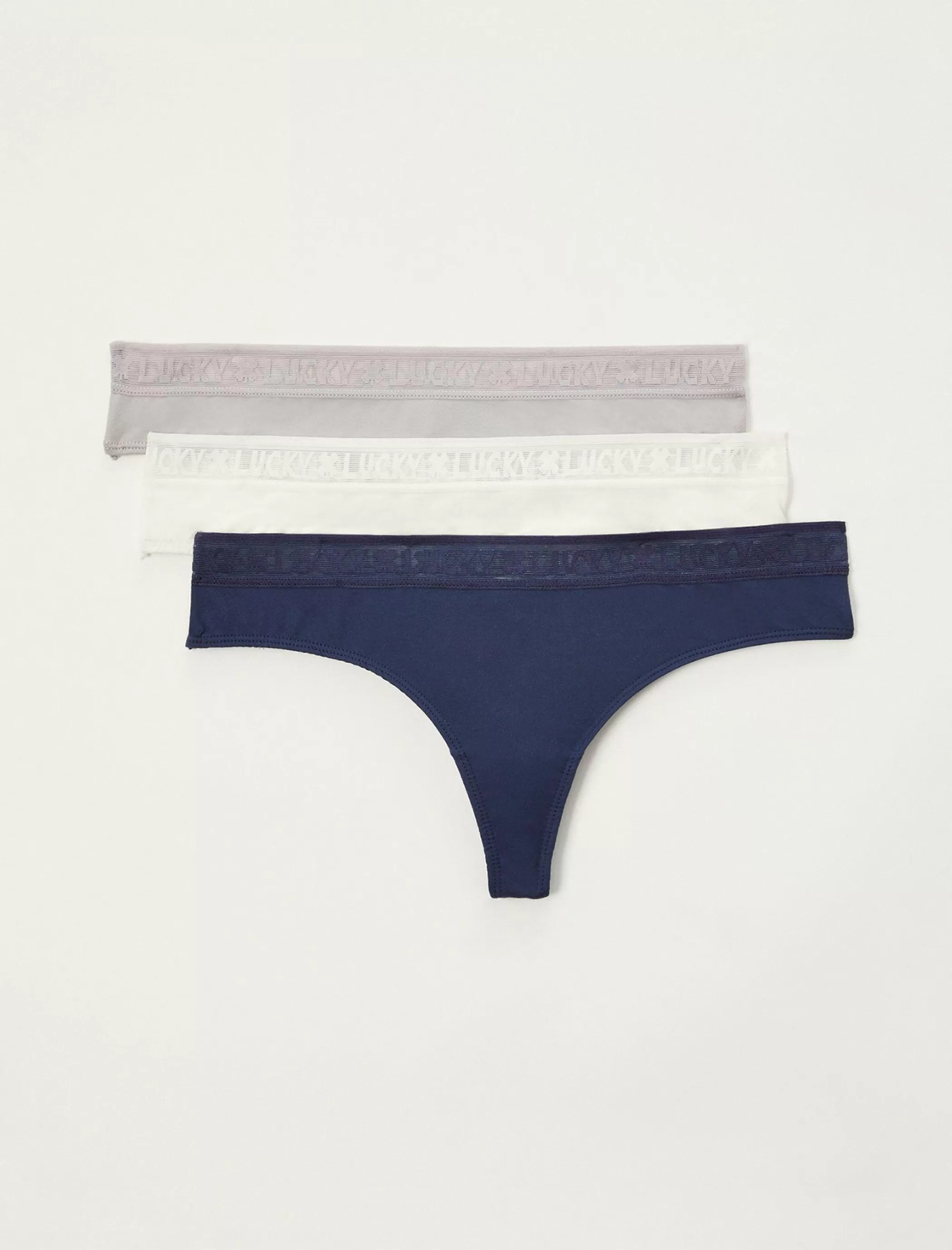 Lucky Brand Intimates & Sleepwear*lucky logo thong 3 pk dark blue