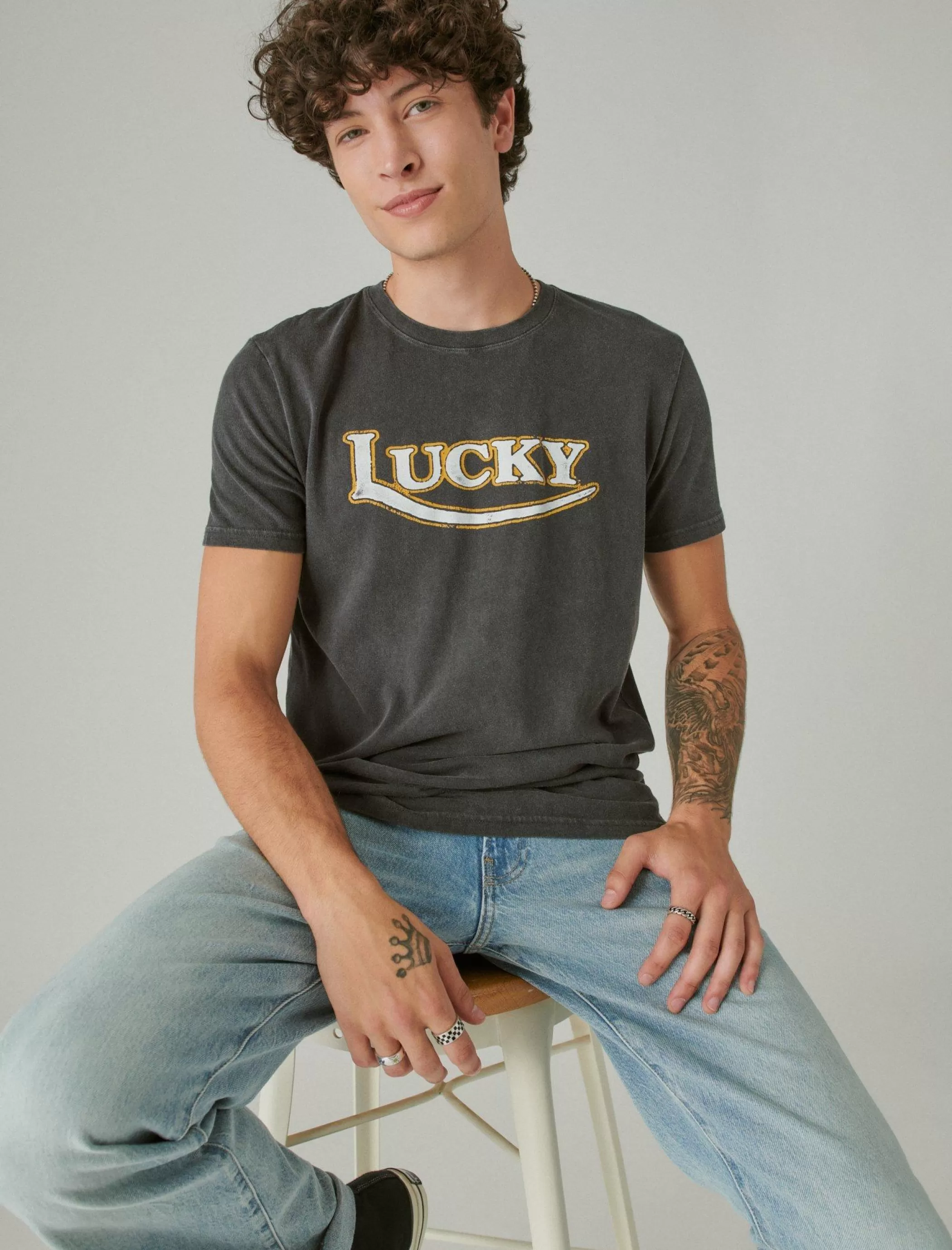 Lucky Brand Graphic Tees*lucky moto logo tee jet black