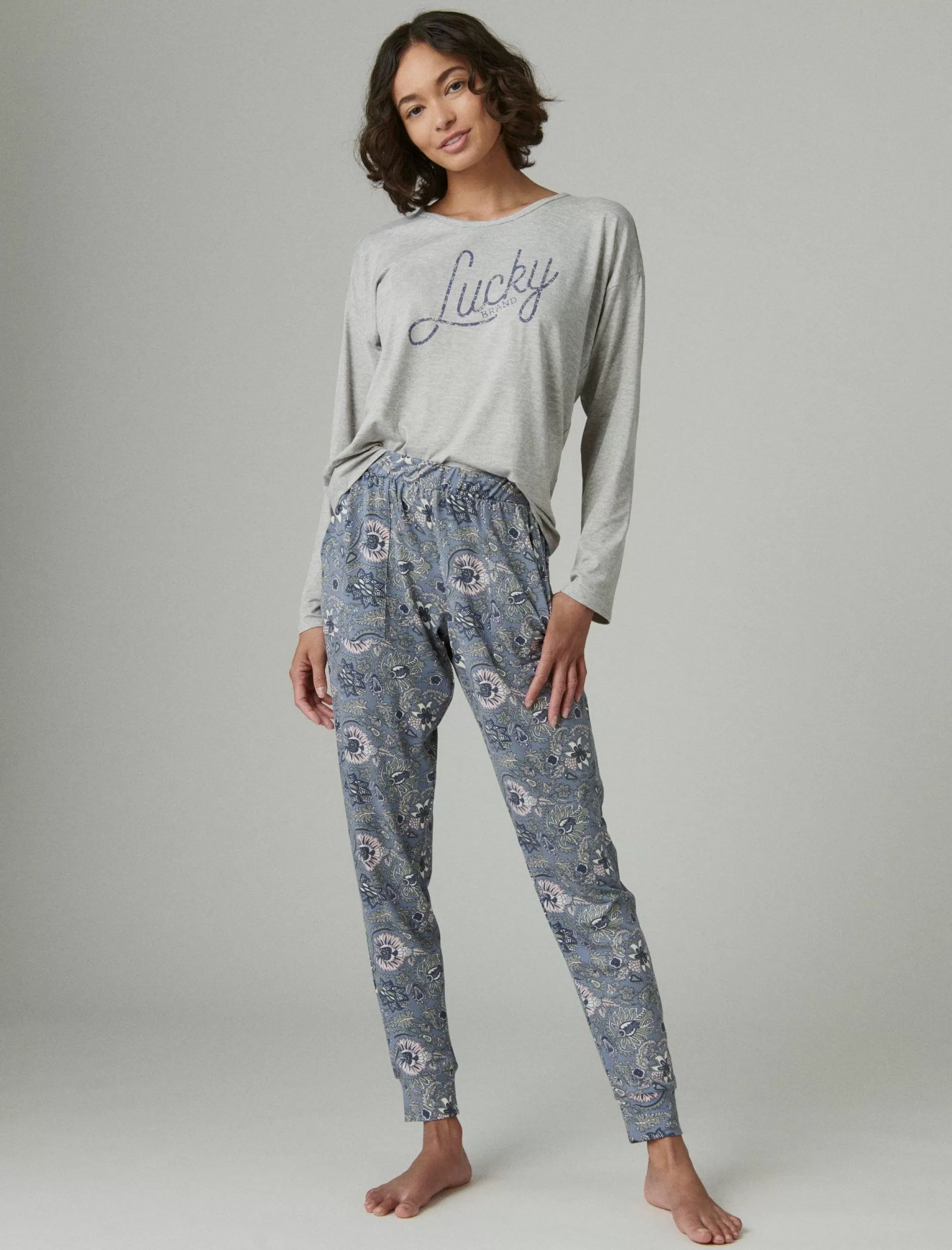 Lucky Brand Intimates & Sleepwear*lucky script & jogger sleep set dark grey