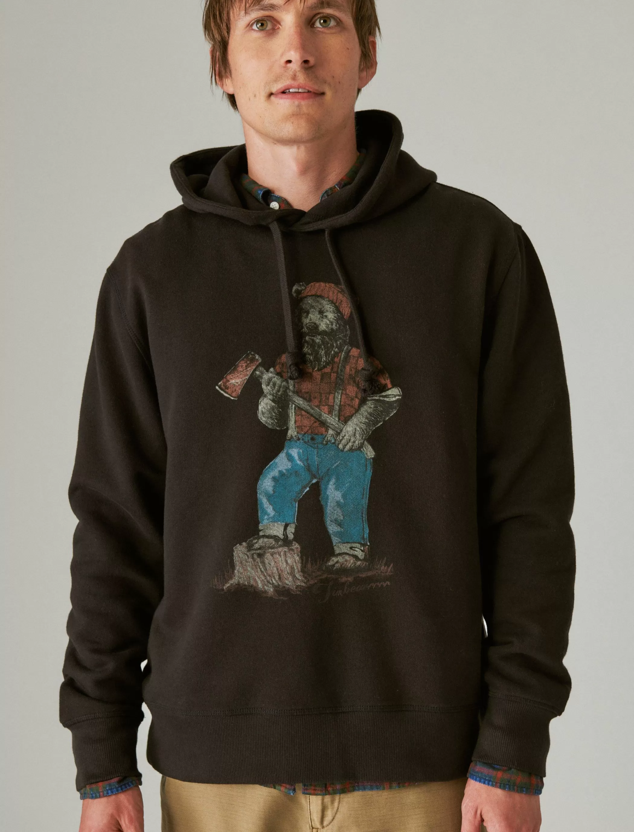 Lucky Brand Activewear*lumberjack bear hoodie jet black